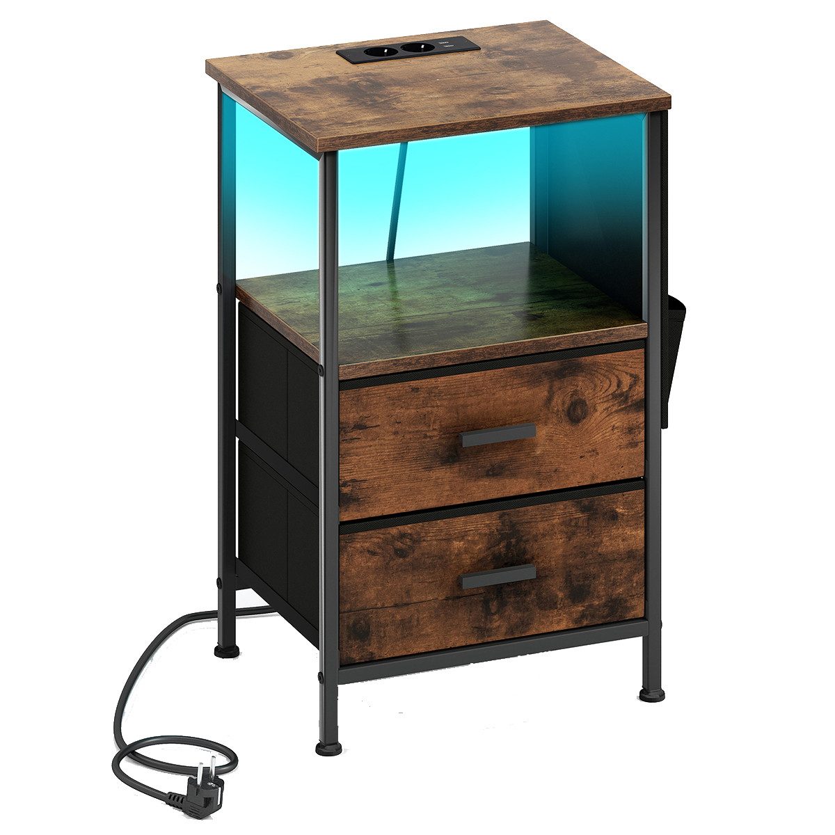 COSTWAY Nachttisch (1-St), mit LED, Ladestation, USB-Anschlüsse&Schubladen günstig online kaufen