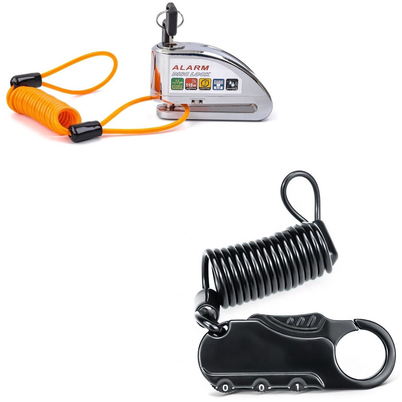 Sitzbank Set: Bremssscheibenschloss Alarm + ErinnerungskabelDiebstahlschutz 110