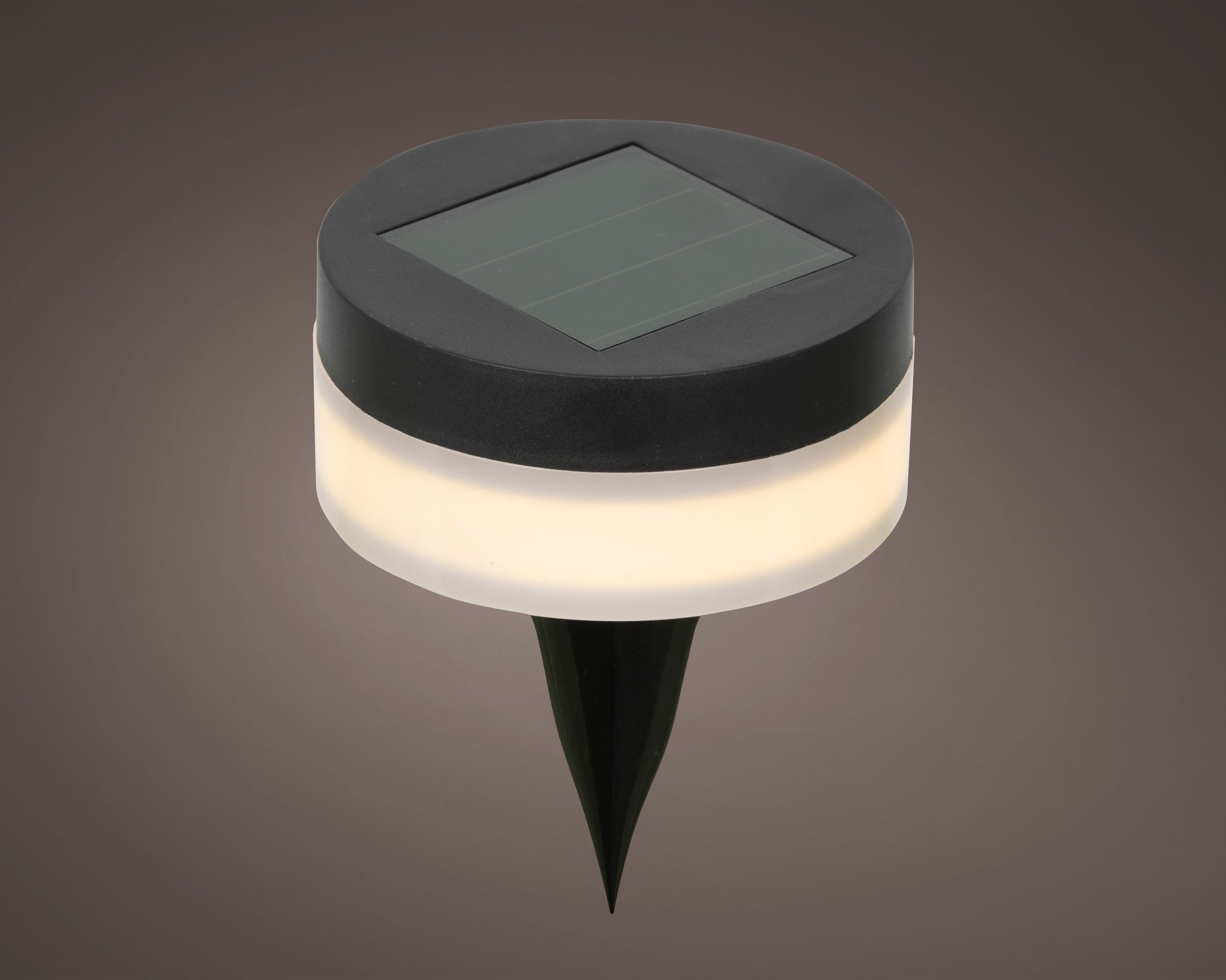 Lumineo LED Solarleuchte, Dauerlicht, warmweiß, Solar LED Wegeleuchten 9x12cm Kunststoff 6er Set Schwarz / Warmweiß