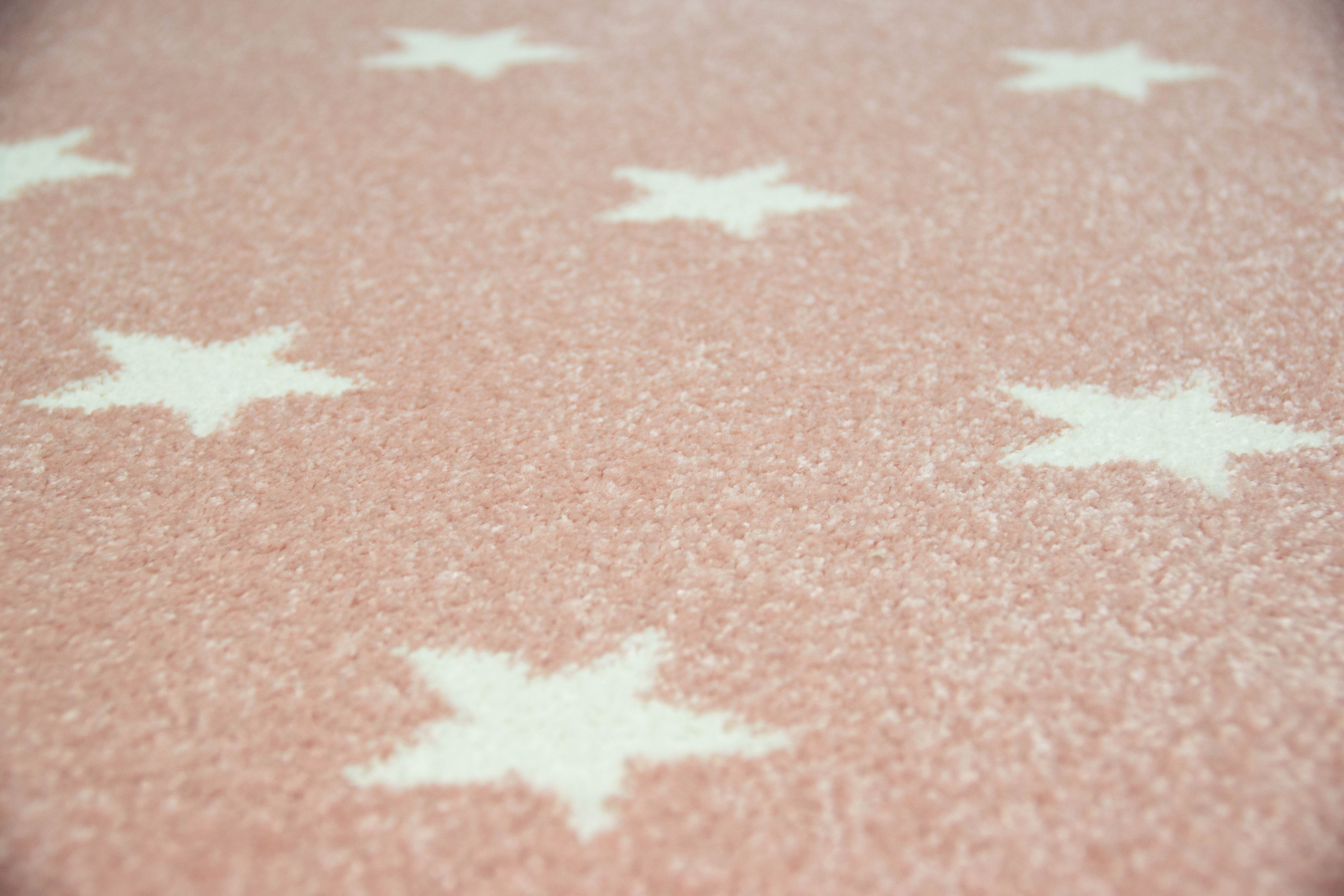 TeppichHome24 Kinderteppich Kinderzimmer Teppich Stern in Rosa, Rund, Höhe: 13 mm