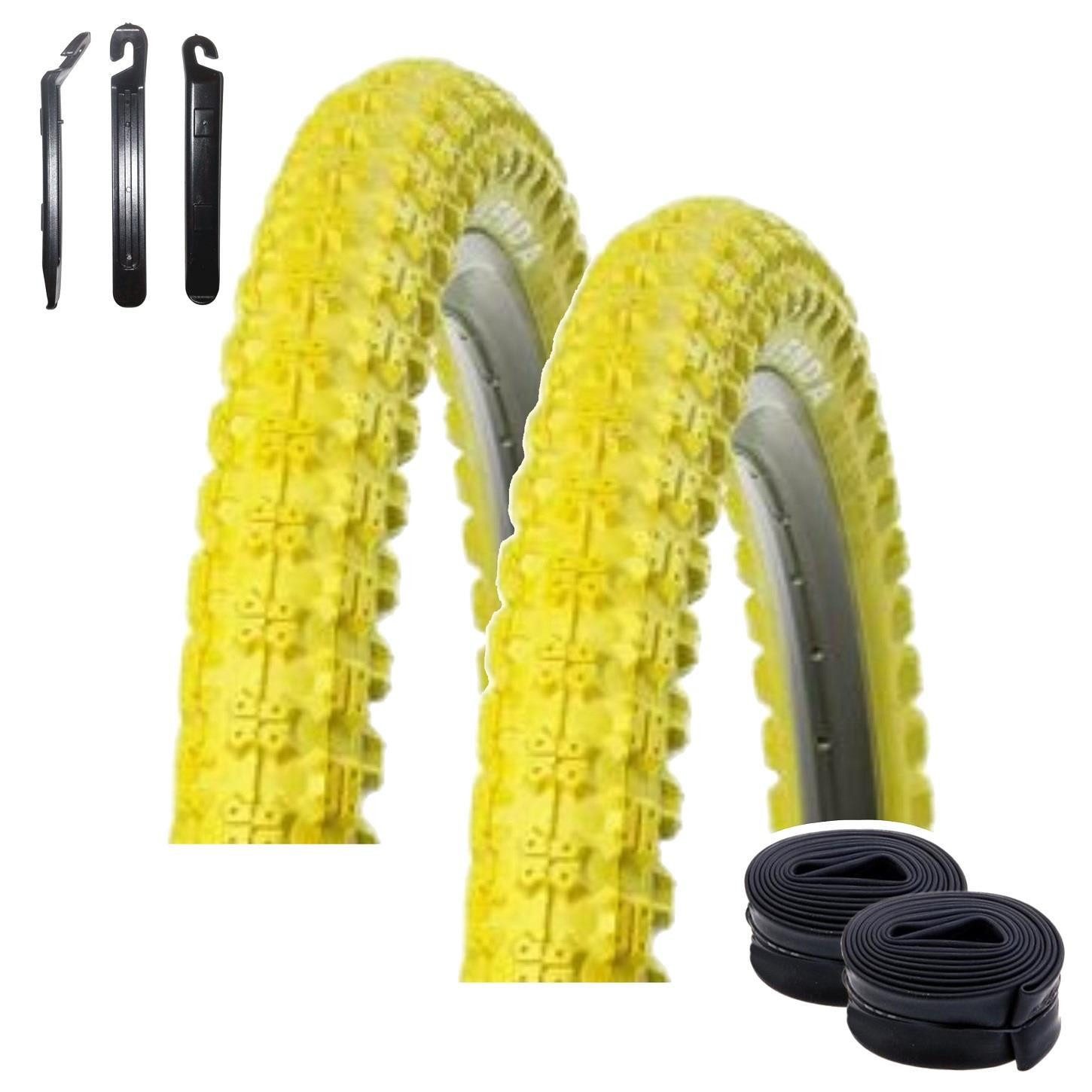 maxxi4you Fahrradreifen 2 x Kenda K-50 BMX 20 x 2,125 (57-406) Gelb + 2 x DV inkl. Reifenheber