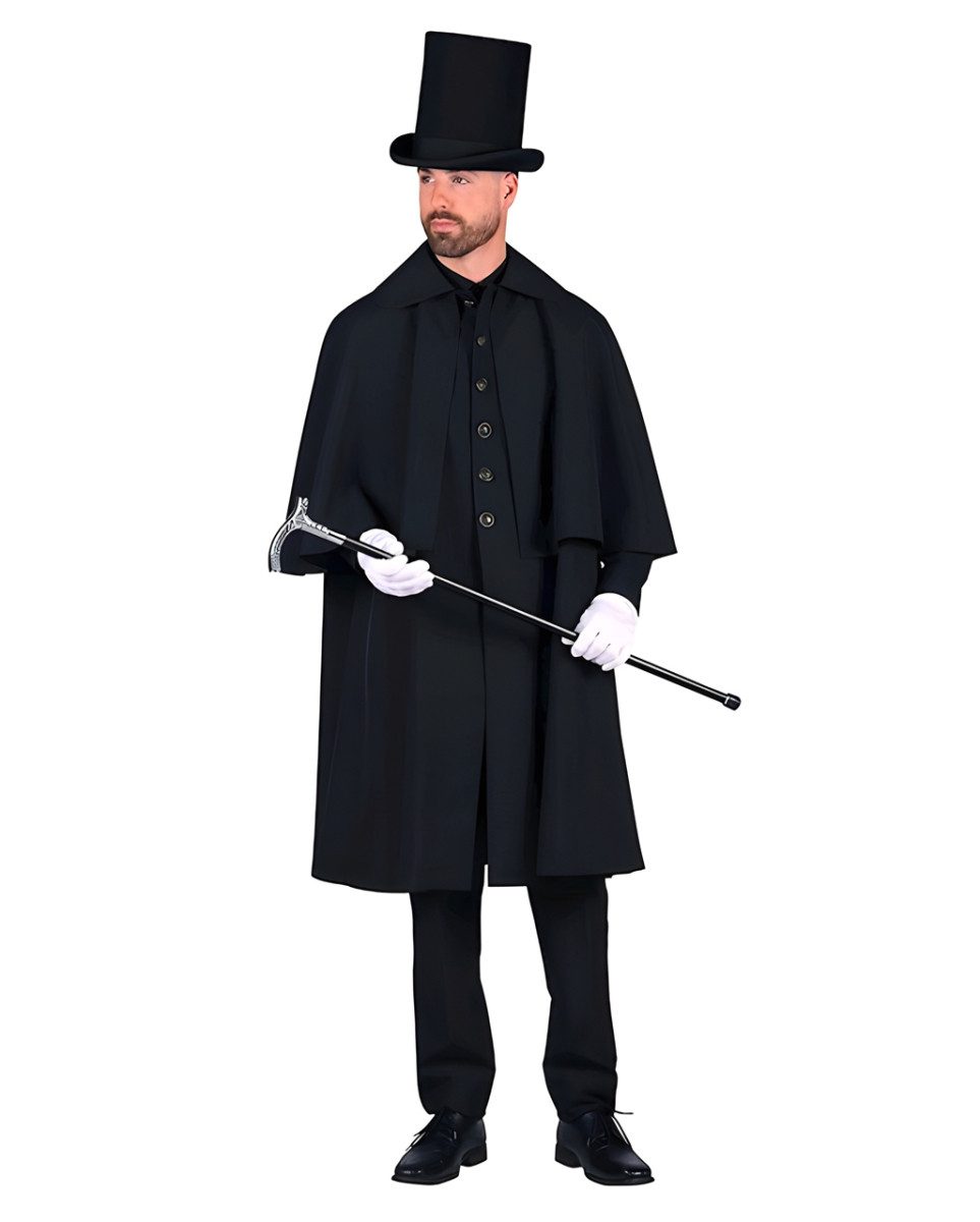 Vampir-Kostüm Schwarzer, klassischer Kutschermantel mit Knöpfen