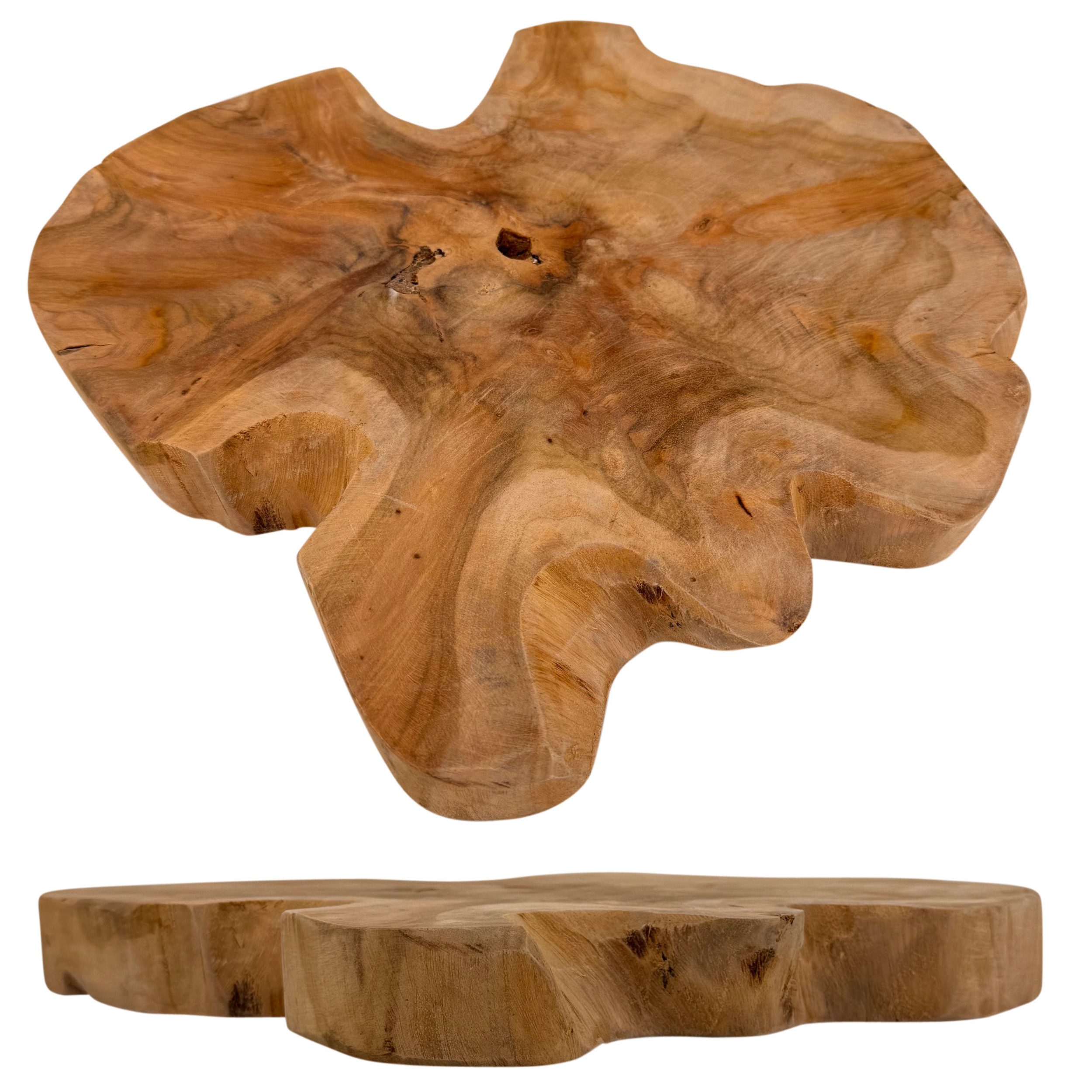 Online-Fuchs Dekotablett rustikale Deko Baumscheibe aus massiven Teakholz - 30 cm groß (Holzscheibe aus Naturholz, Tischdeko), ganzjährige Dekoration - Frühling, Sommer, Herbst & Winter