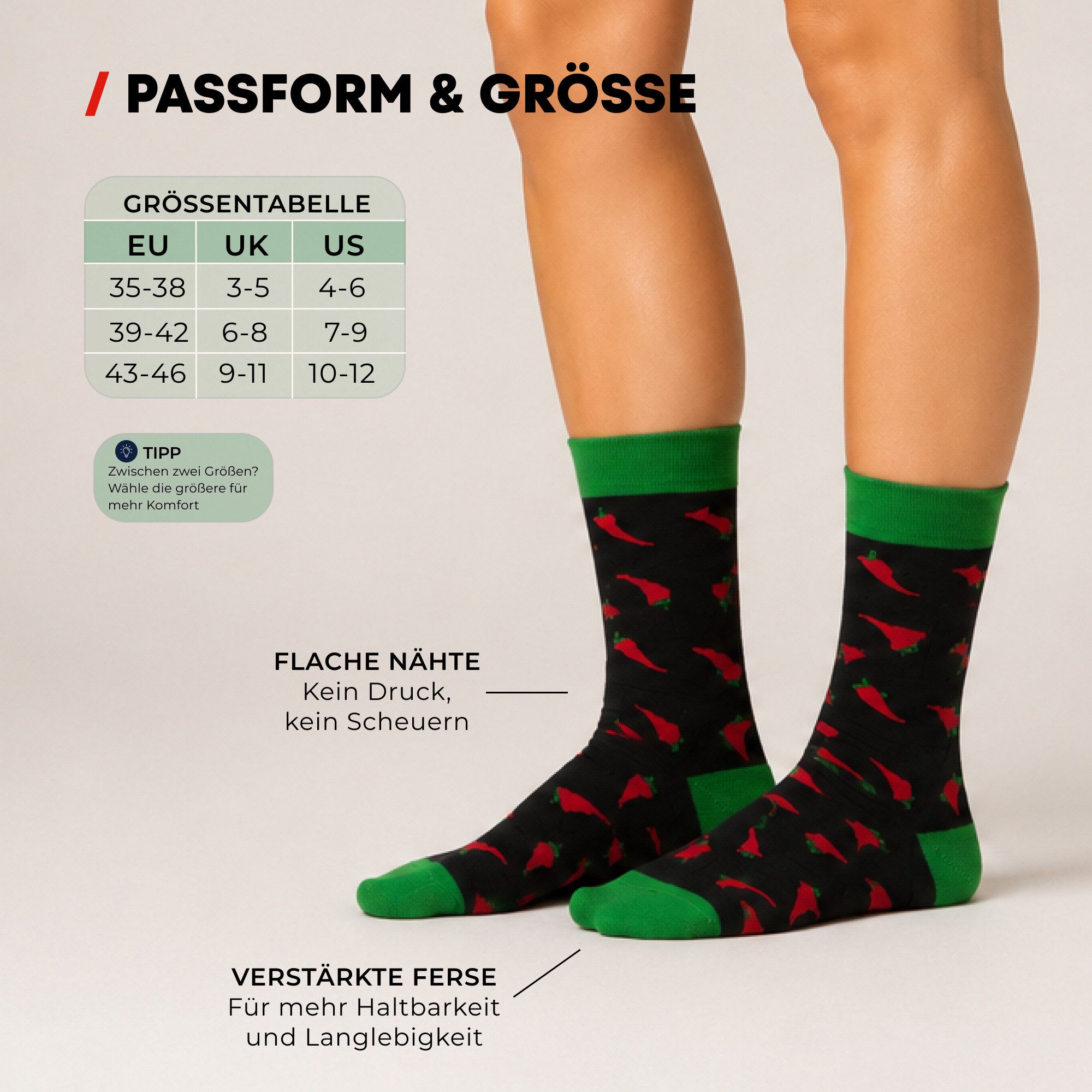 Chili Lifestyle Freizeitsocken CHILI Lustige Socken mit Spruch Banderole als Geschenksocken (Paar, 1-Paar, Mit Spruchbanderole) Weichbund ohne Gummidruck – Bild 5 von 5