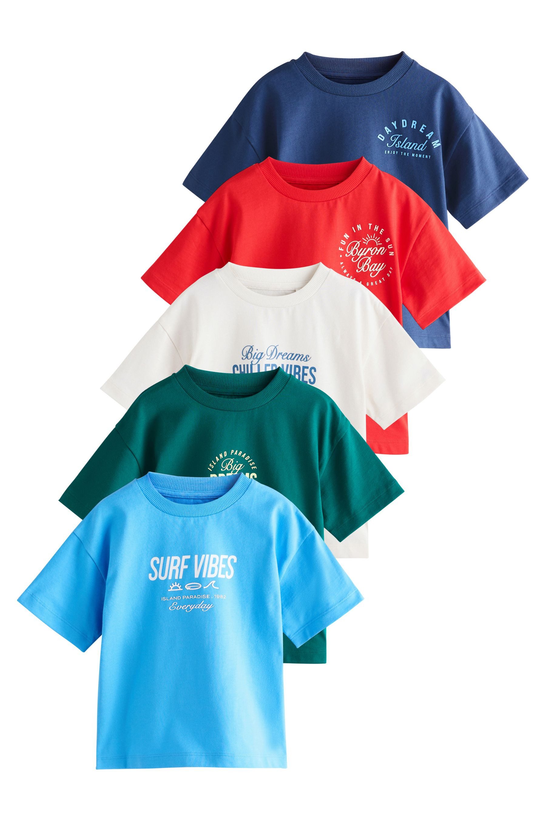 Next T-Shirt T-Shirt mit Grafik und kurzen Ärmeln, 5er-Pack (5-tlg)