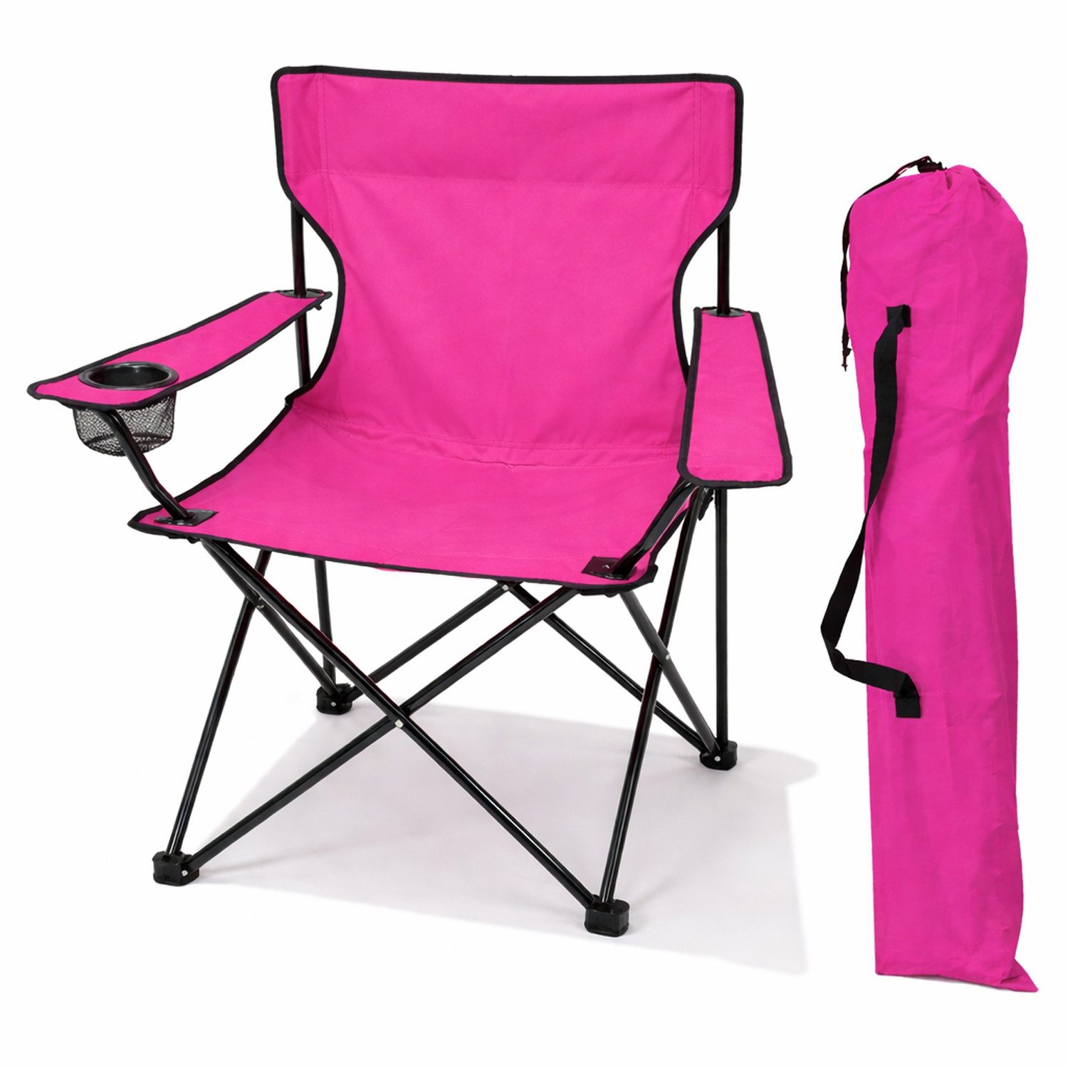 Mojawo Klappstuhl Anglersessel Campingstuhl mit Getränkehalter Outdoorstuhl Tasche Pink