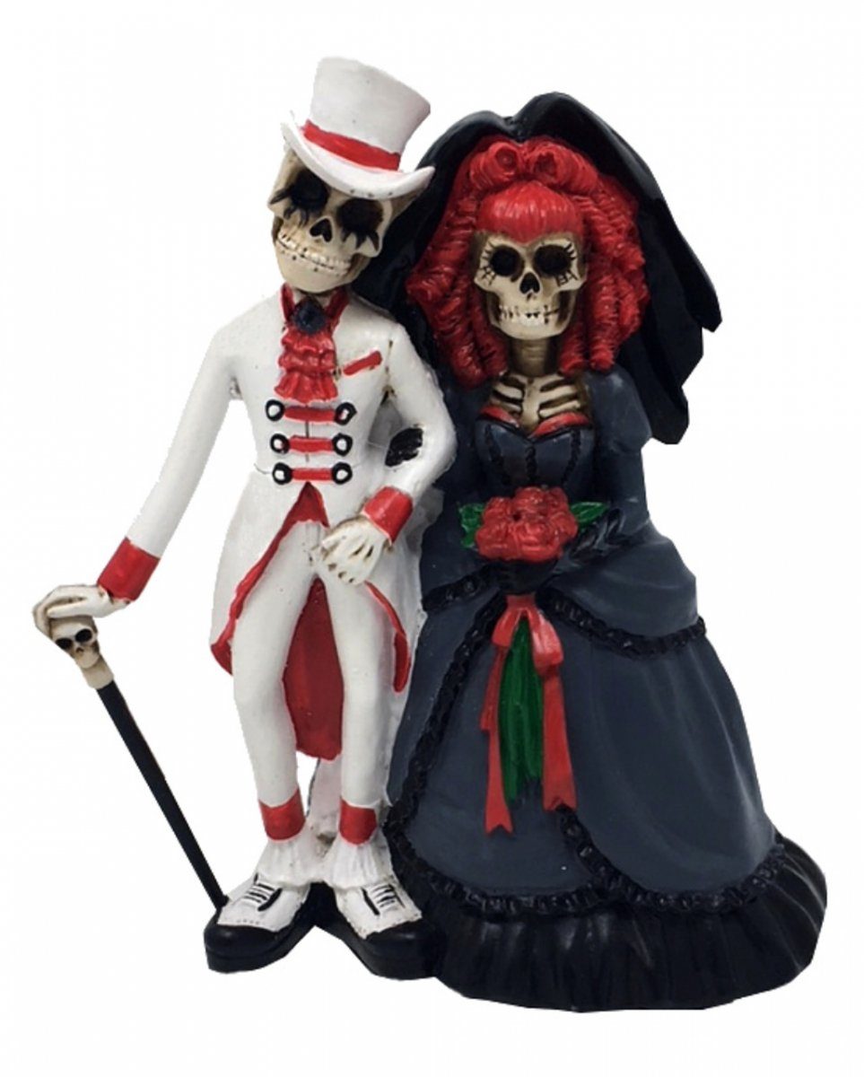 Horror-Shop Dekofigur 15cm Brautpaar Gothic Hochzeitspaar als Skelett