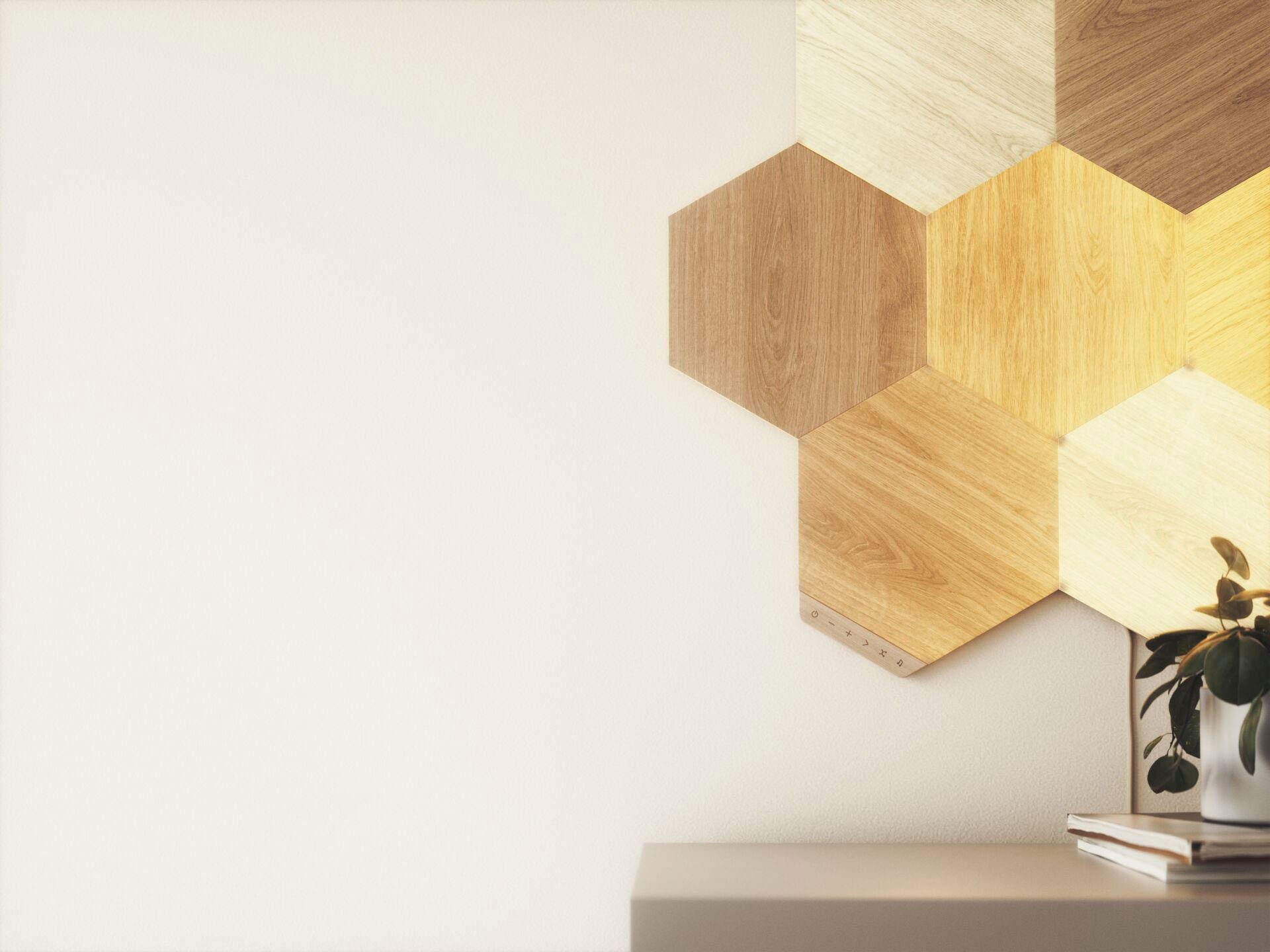 nanoleaf Dekolicht Kaltweiß, elegante LED Abschaltautomatik, fest Elements Look, integriert, Smarte Wood und Technologie Beleuchtung