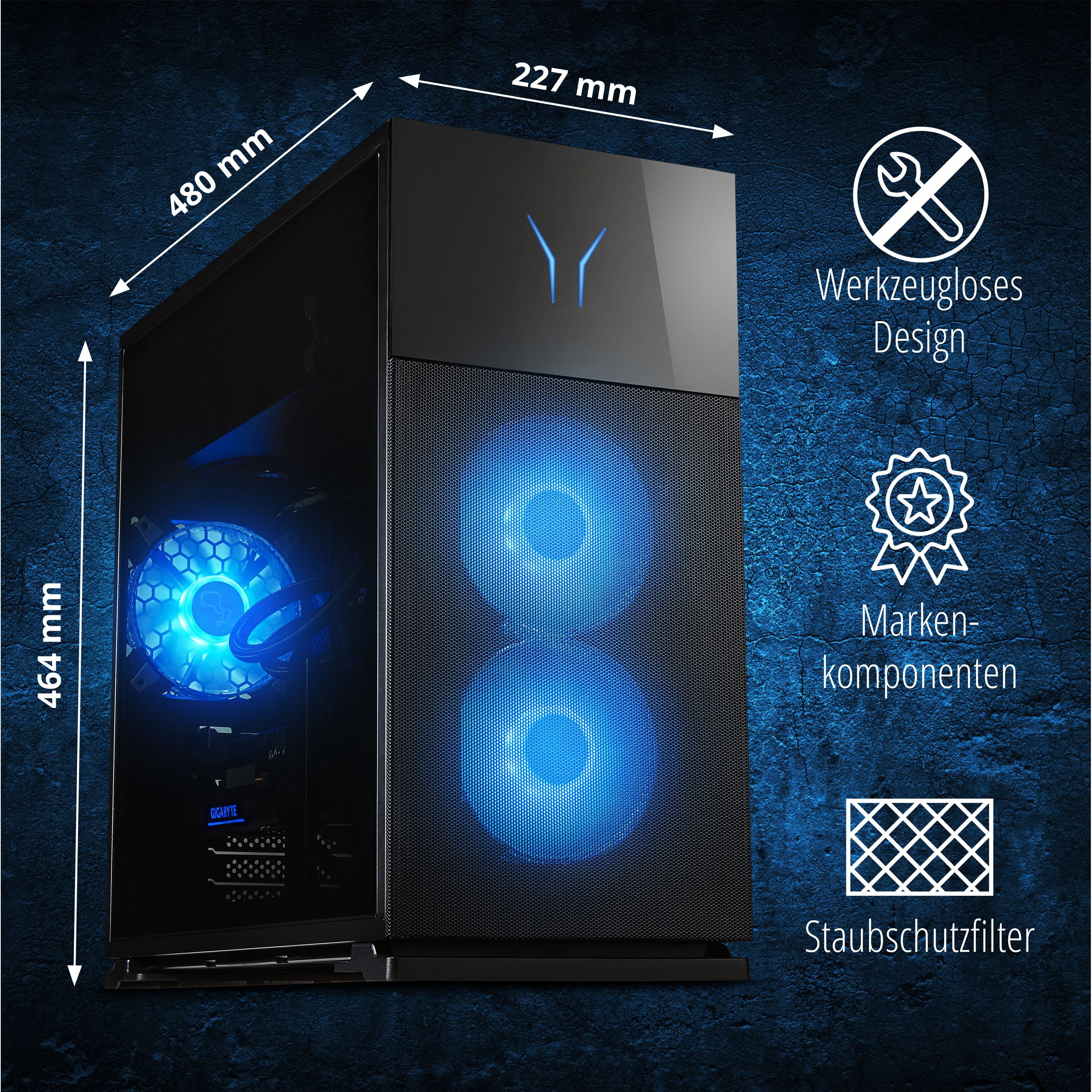 ERAZER High-End Gaming PC ERAZER Hunter X30 (MD340132) Gaming-PC (Intel Core Ultra 7 265, NVIDIA GeForce RTX 5070 Ti, 32 GB RAM, 2000 GB SSD, HUNTER X30)
