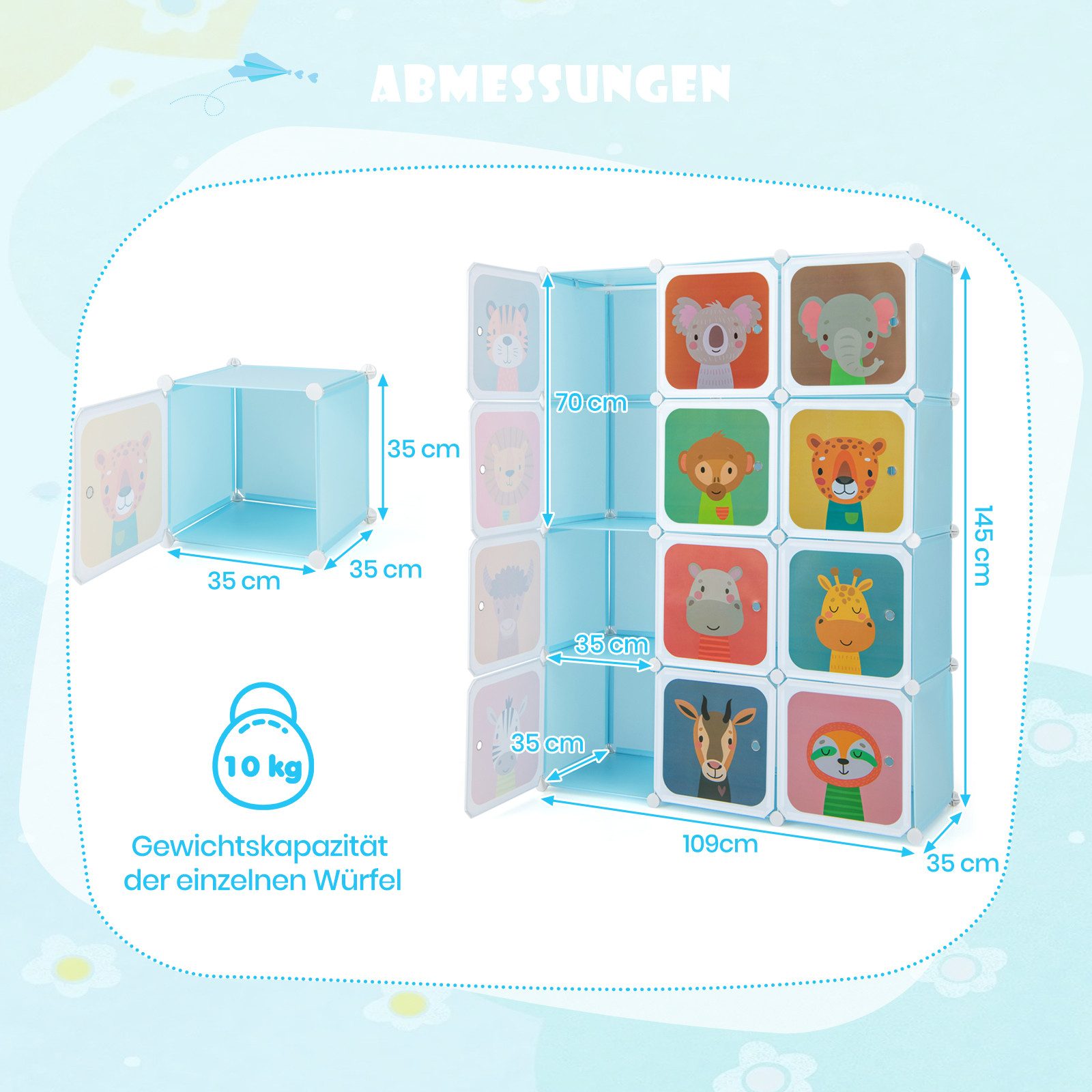 KOMFOTTEU Kleiderständer, Kleiderschrank Kinderregal mit Türen & Aufhängern günstig online kaufen