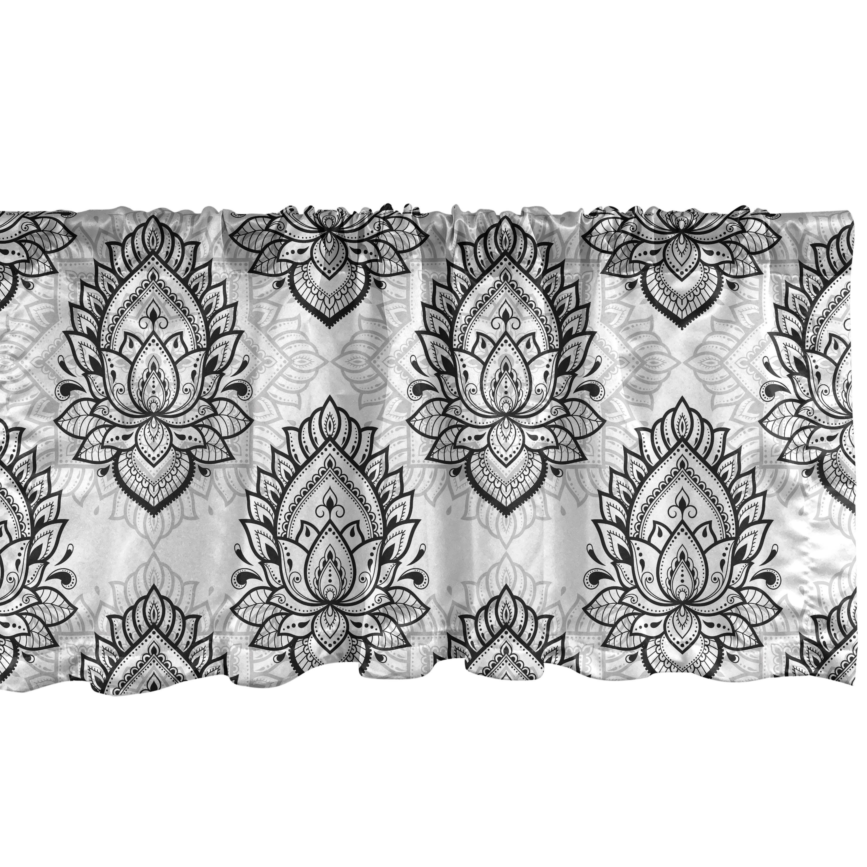 Scheibengardine Vorhang Volant für Küche Schlafzimmer Stangentasche, Mandala-Kunst-Lotos-Blume Microfaser, Abakuhaus, mit Dekor Ethnisch