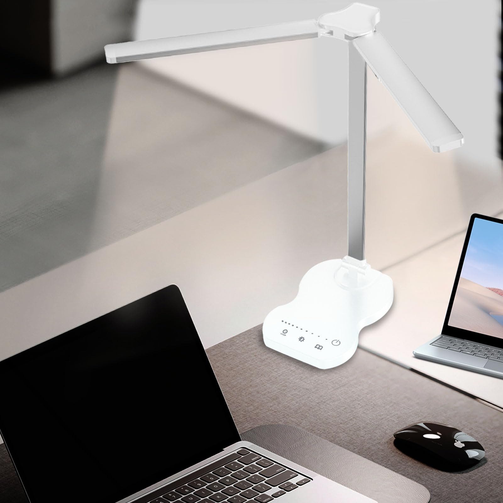 LQWELL Schreibtischlampe Doppelkopf-Schreibtischlampe LED Dimmbar, LED fest günstig online kaufen