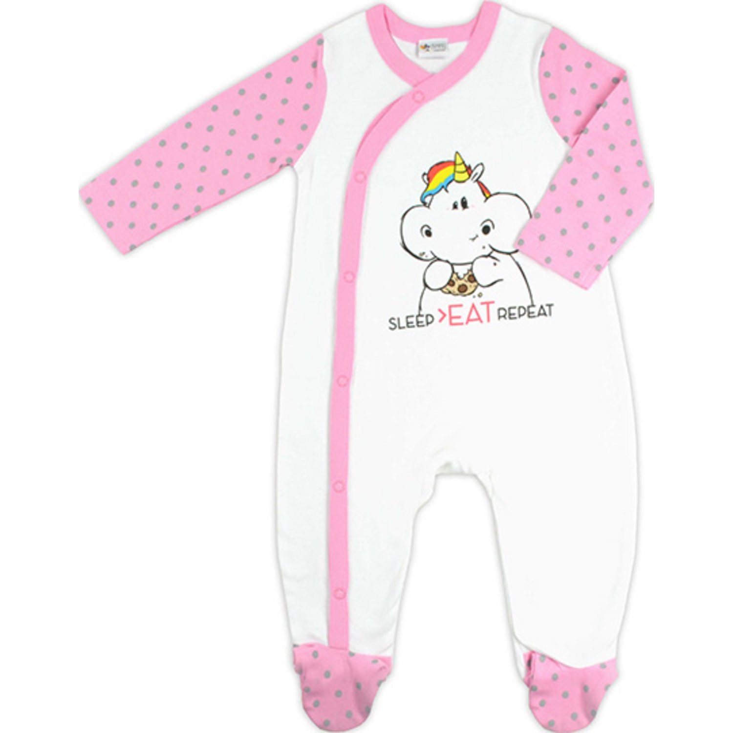 United Labels® Jumpsuit Pummel & Friends Overall für Mädchen Pummeleinhorn - Sleep Eat Repeat Baby Kleinkind Strampler Einteiler