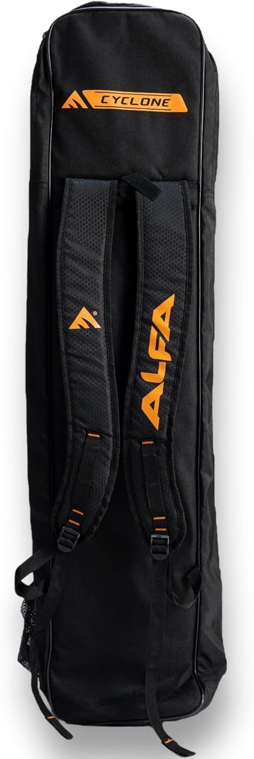 ALFA Hockeytasche Cyclone Hockey Schläger Kit Tasche Schwarz-Mango Verstellbar (Hockey Schläger & Kit Tasche, Verstellbare Größe Polyester), Doppelfunktion, geräumig, gepolstert belüftet