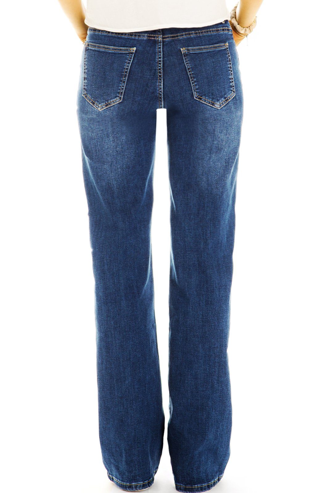 - Denimblue Stretch-Anteil, Straight-Jeans stretch regular - j18e-1 styled Damen straight Hosen Medium 5-Pocket-Style mit waist be Jeans cut