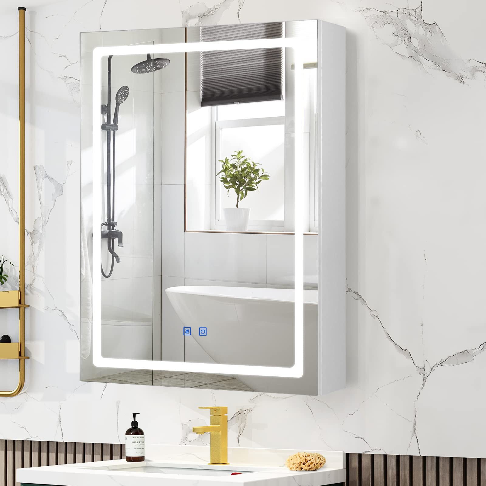 VOWNER Spiegelschrank mit LED Beleuchtung, Badezimmer günstig online kaufen