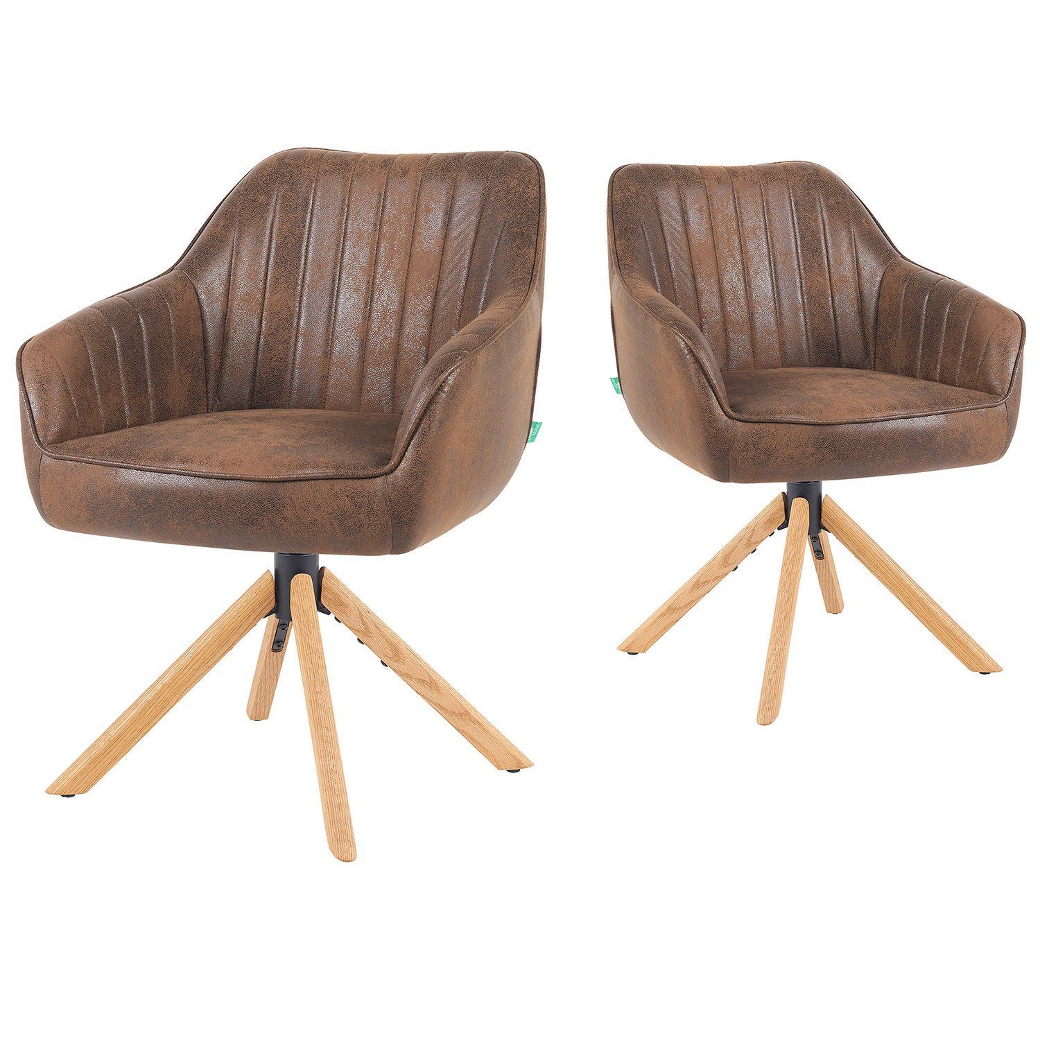 DUBI Möbel Polsterstuhl Mika-Luis 2er-Set, Federkern, Eiche geölt, 360° dre günstig online kaufen