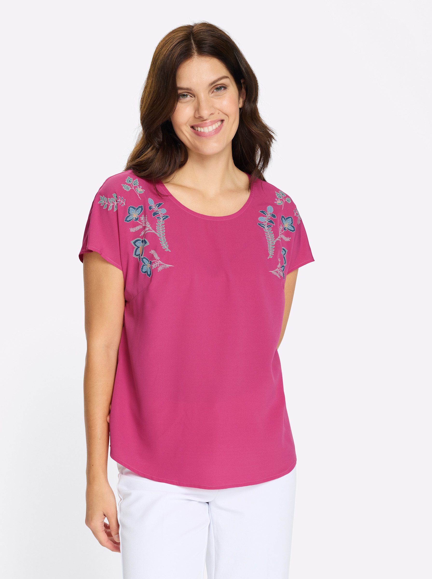 Klassische Bluse Schlupfbluse Kurzarm
