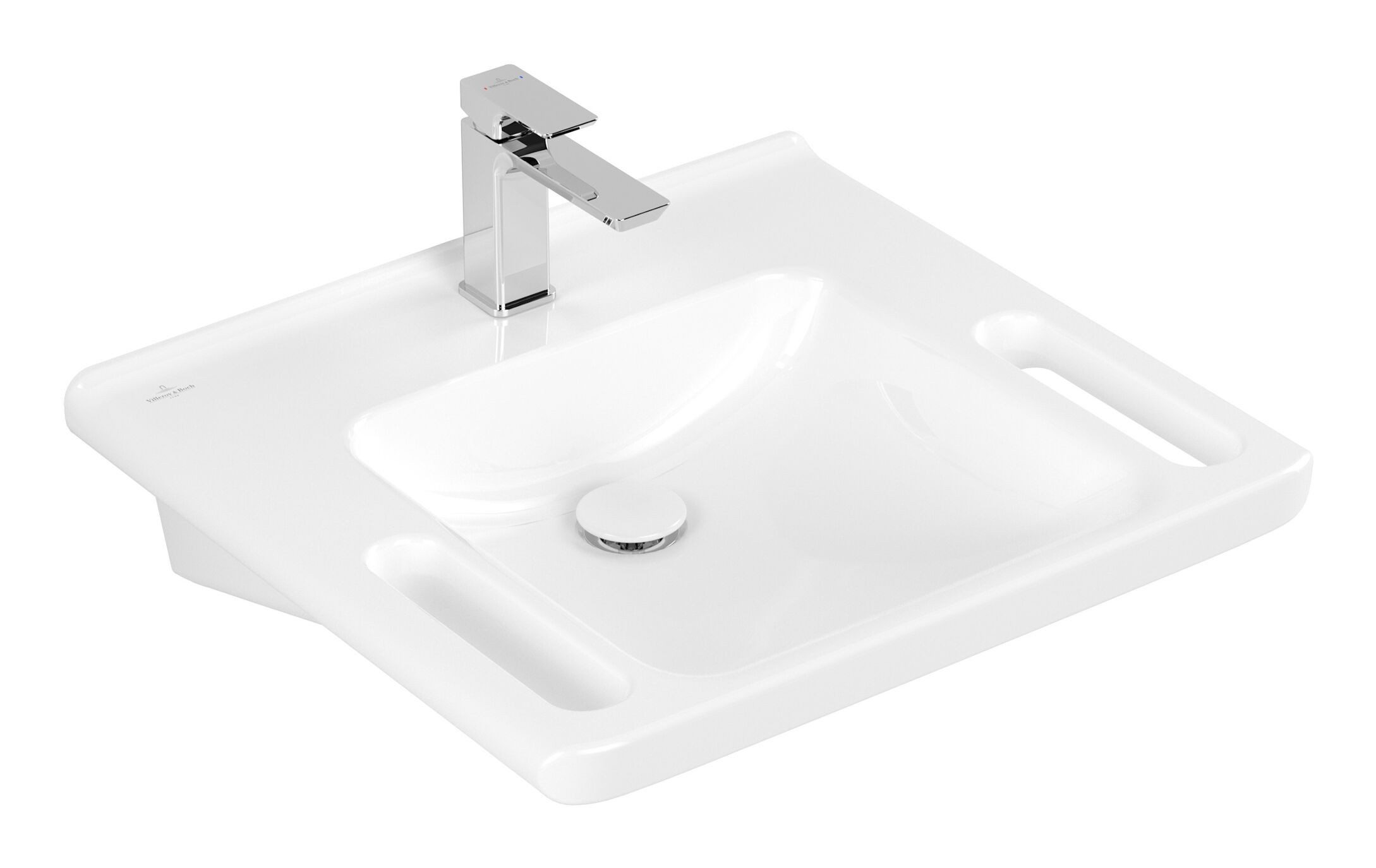 Villeroy & Boch Waschbecken ViCare, ViCare mit 1 Hahnloch ohne Überlauf 600 x 550 x 180 mm - Weiß Alpin