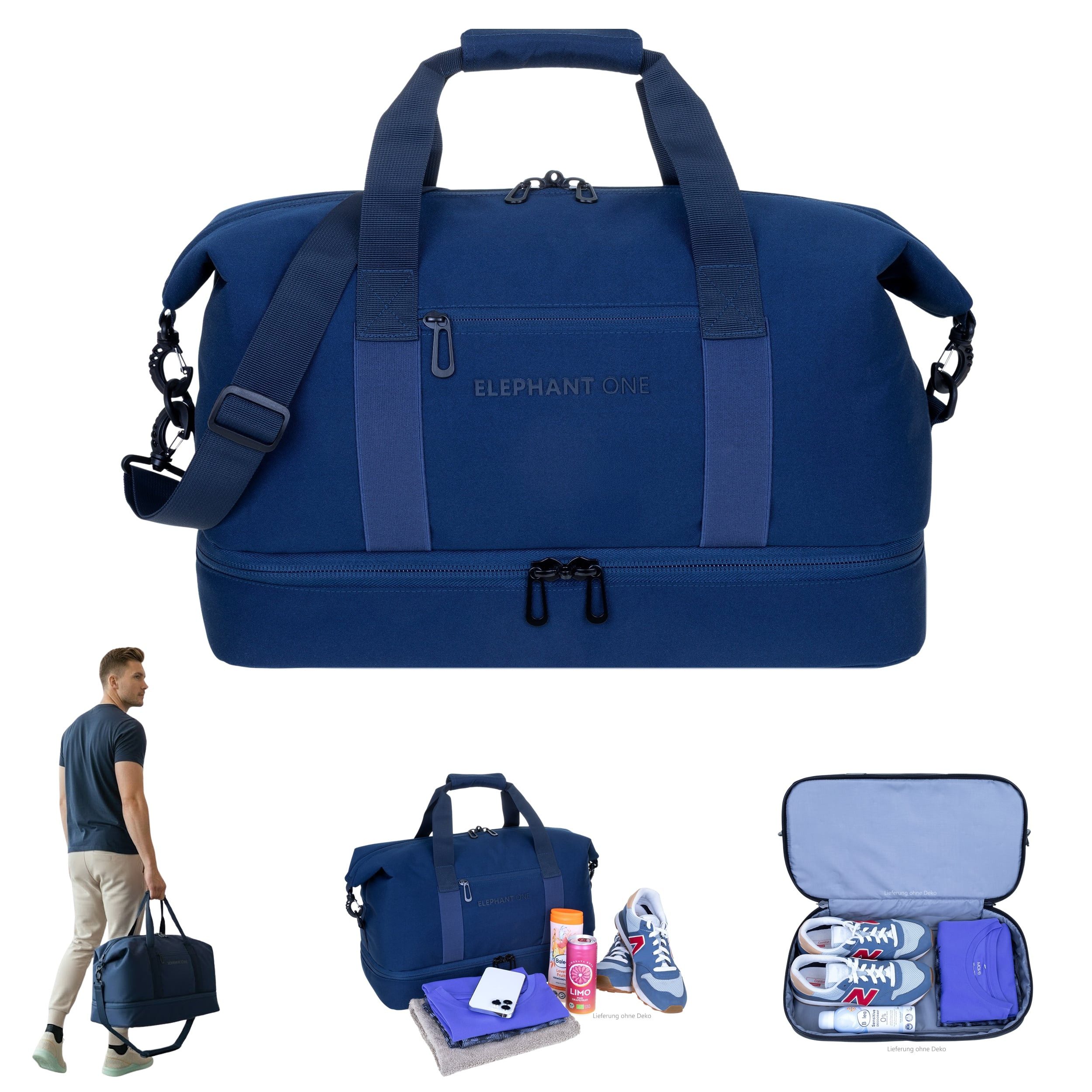ELEPHANT Sporttasche Damen Herren Reisetasche Gym Schuhfach Innentaschen, Reisetasche Sport Tasche Schuhfach Vortasche 47 cm 30 L + Flasche