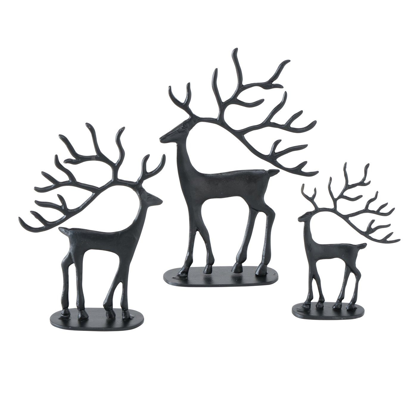 Weihnachtsfigur 3-teiliges Hirsch Set aus Aluminium – Modernes Design in Schwarz