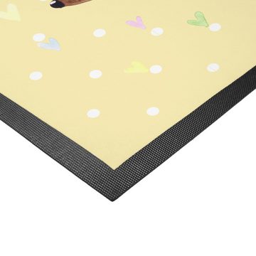 Fußmatte Igel Herzen - Gelb Pastell - Geschenk, süße Tiermotive, Motivfußmatte, Mr. & Mrs. Panda, Höhe: 0.5 mm