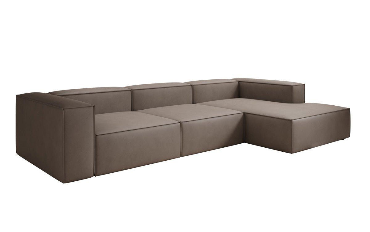 Luxusbetten24 Sofa Designer Sofa Lesley L, mit Bezug aus Echtleder