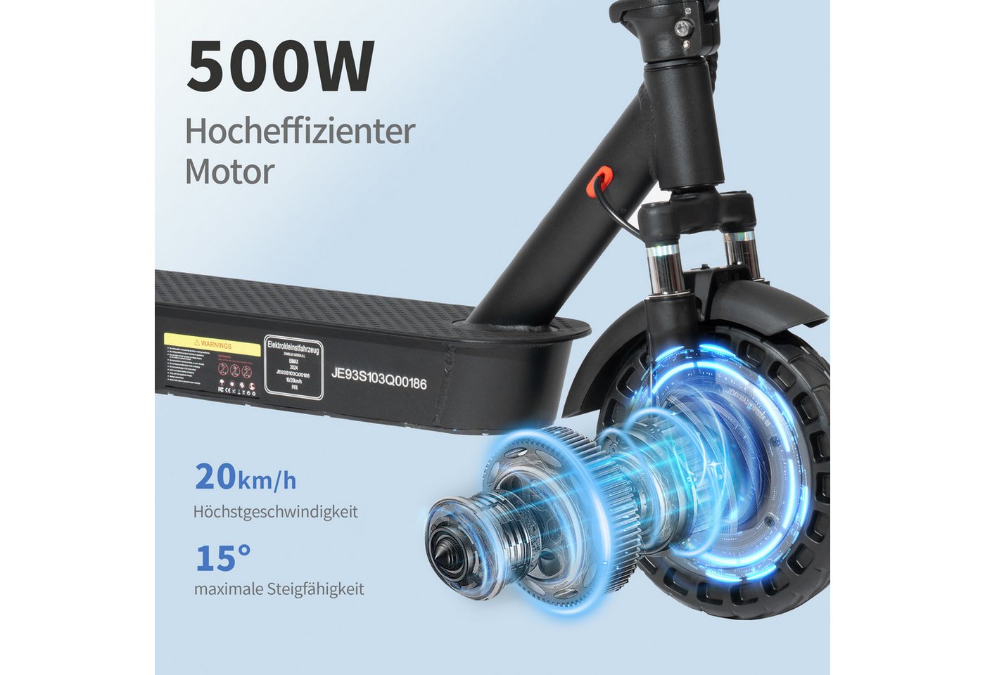 Thumbnail - Leawin E-Scooter Elektroscooter 10 Zoll E9 Max E-roller mit Straßenzulassung (ABE), 500 W, 20 km/h, (mit Schutzblech, mi...