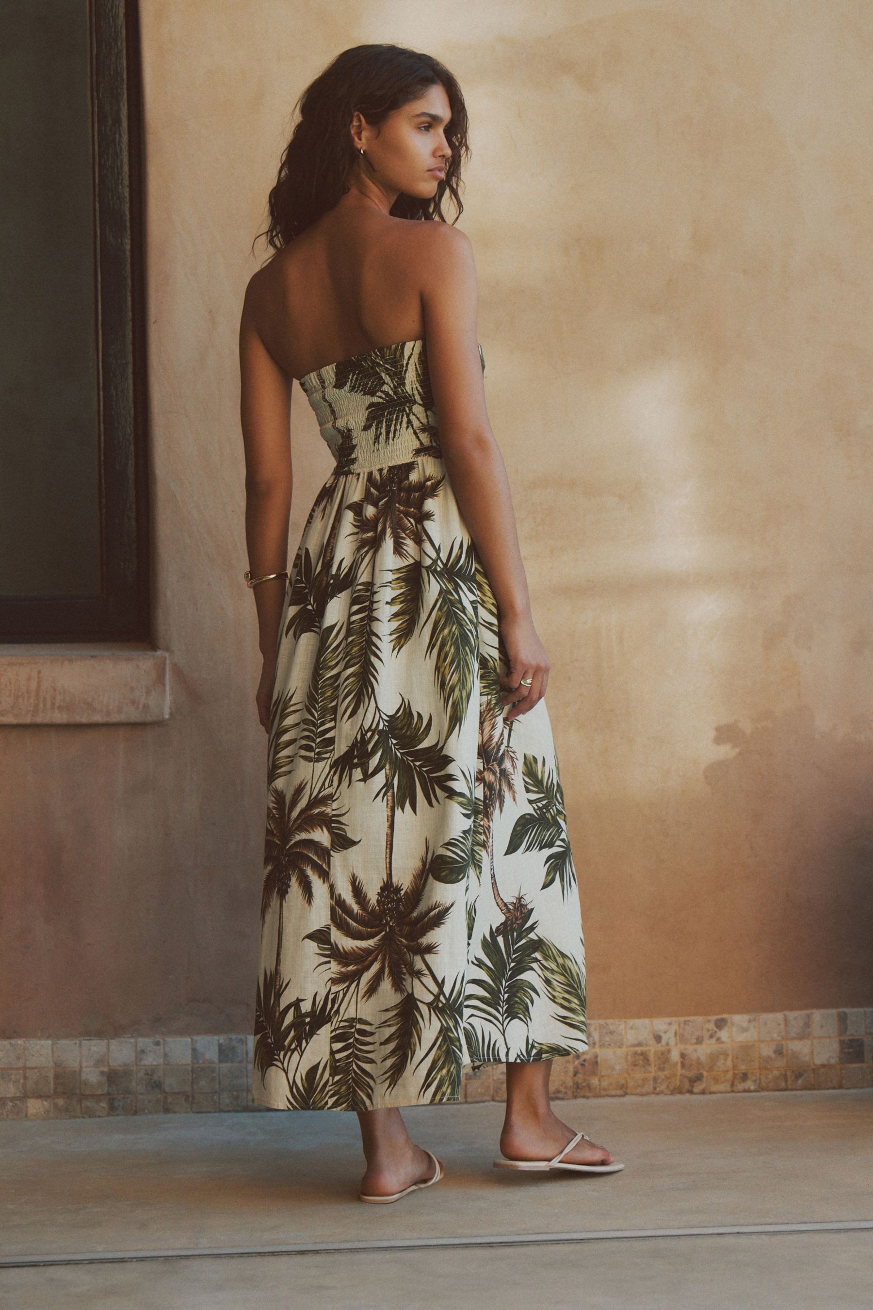 Next Midikleid Bandeau-Midikleid mit Raffung und Leinen (1-tlg) günstig online kaufen