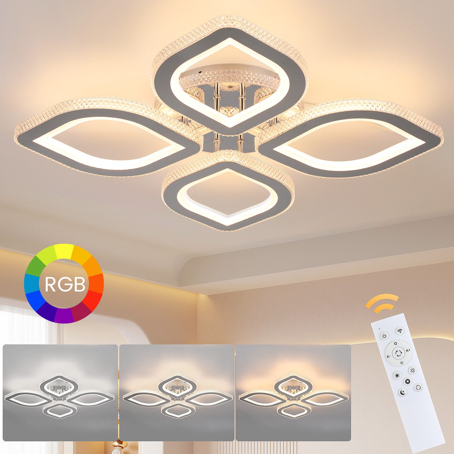 LETGOSPT LED Deckenleuchte 32W Modern Blumenform günstig online kaufen