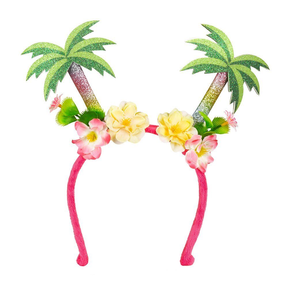Boland Hawaii-Kostüm Palm Beach Haarreif, Witziger Südsee-Kopfschmuck mit Palmen und Blüten