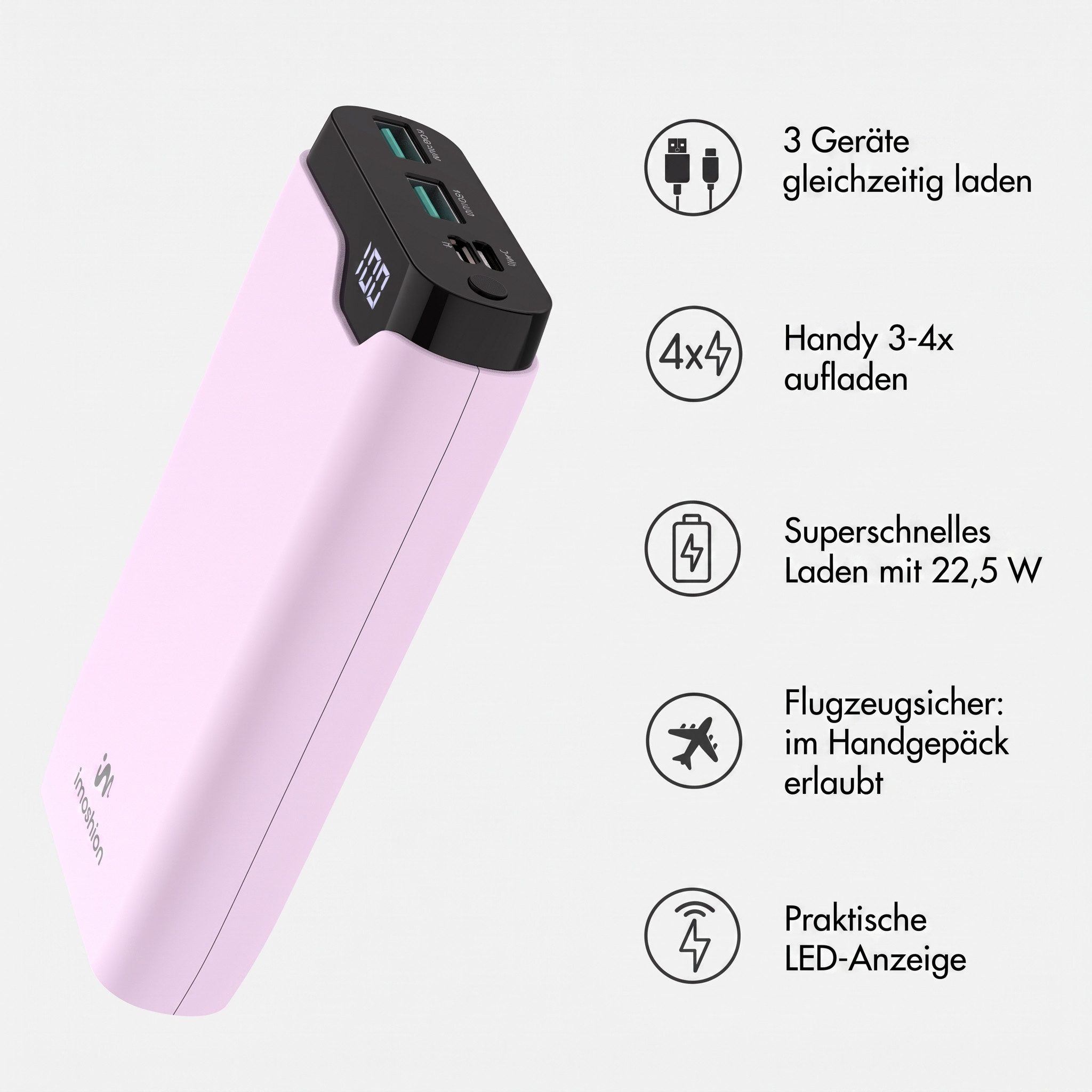 imoshion imoshion Powerbank 20.000 mAh - 22,5W Schnellladegerät - USB-C / USB-A Powerbank (1 St)
