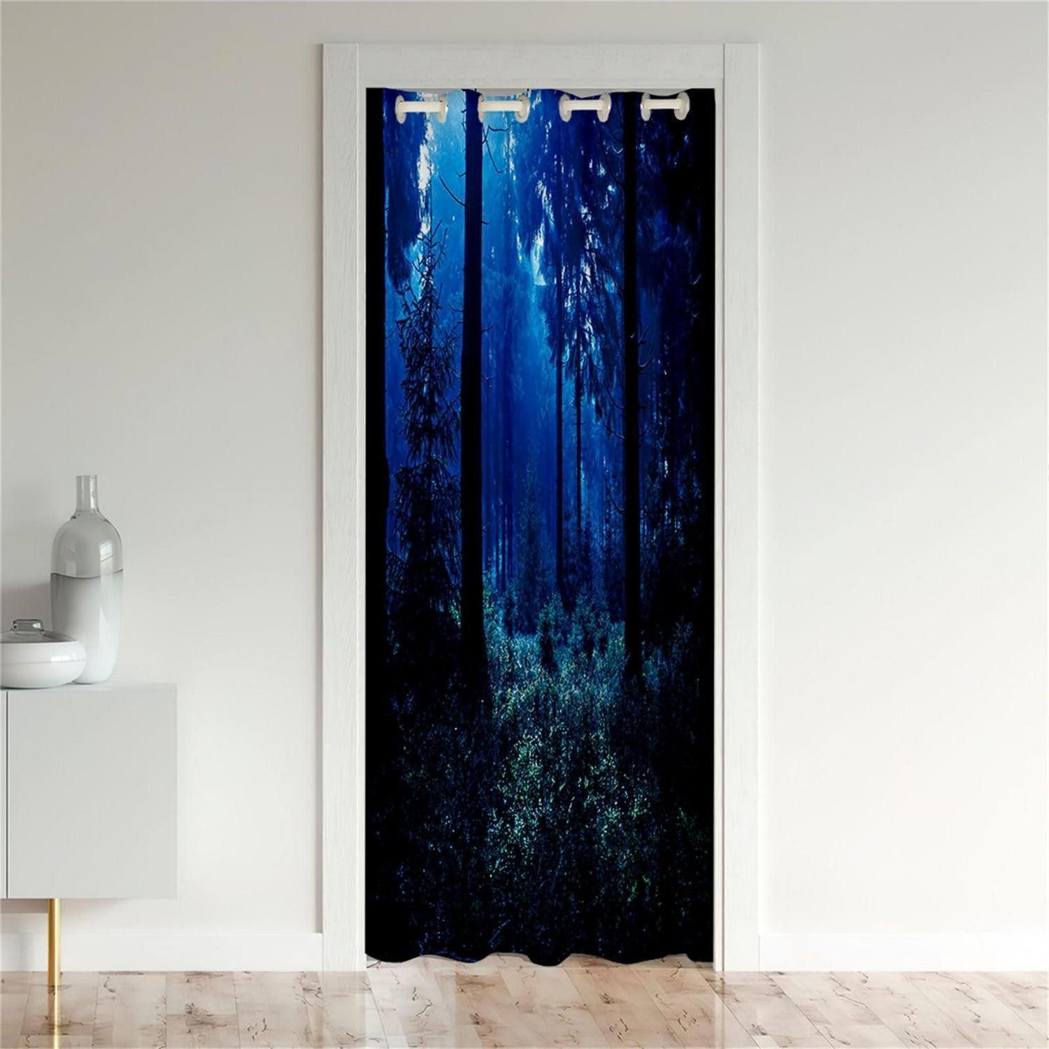 LuxusKollektion Türvorhang Verdunkelungsvorhang Wald Nacht Thermo 120x180cm (1 St)