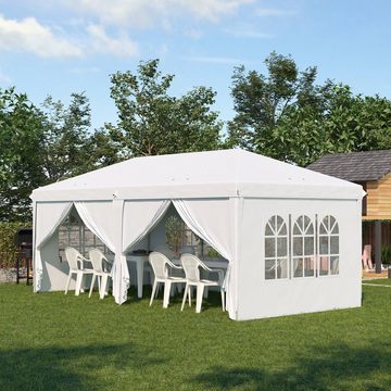 Outsunny Faltpavillon Partyzelt, Bierzelt mit Seitenwände, Fenster, Reißverschlusstüren, mit 4 Seitenteilen, (Gartenpavillon, Pavillon), mit UV-Schutz