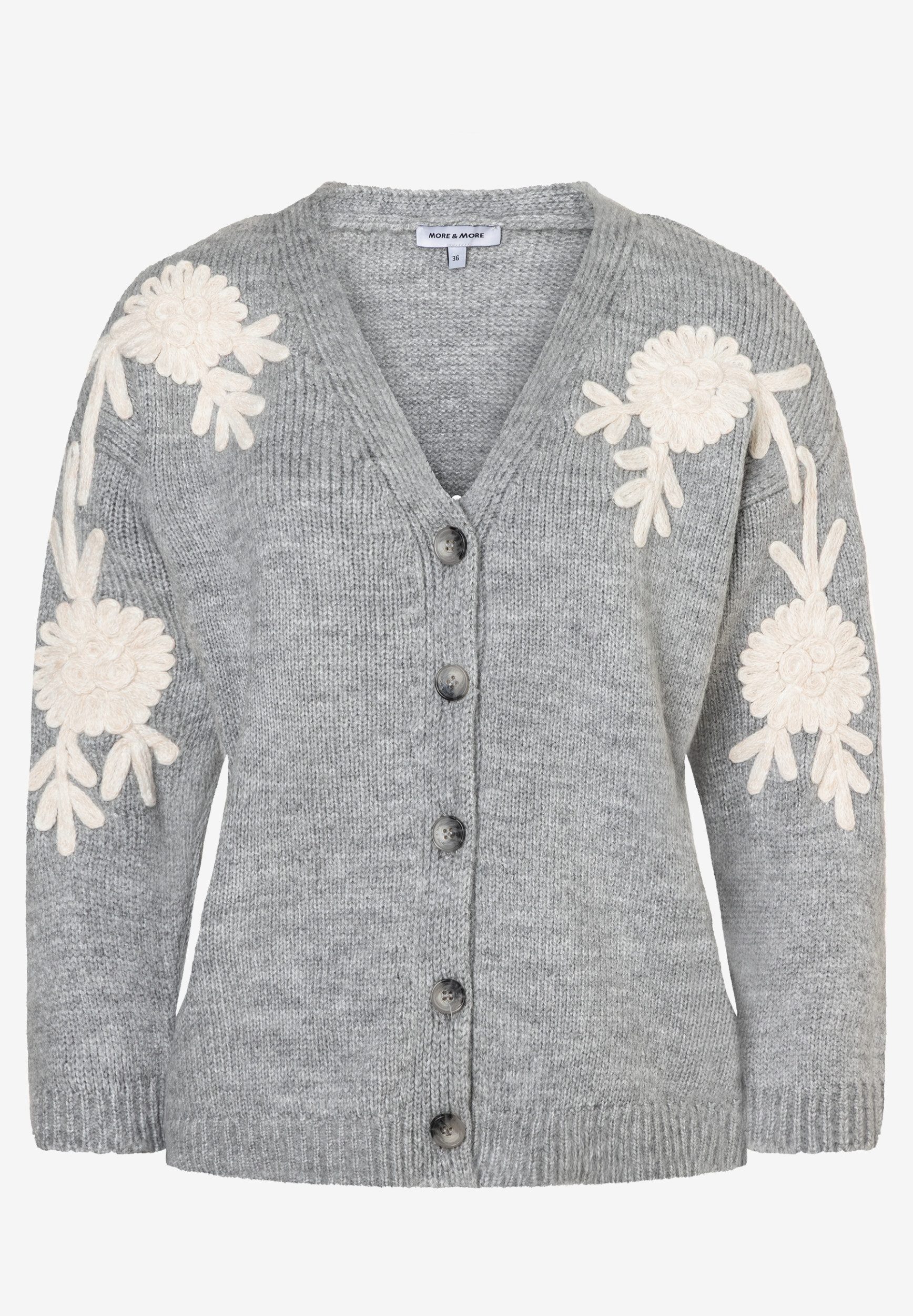 MORE&MORE Strickjacke Cardigan with Flower günstig online kaufen