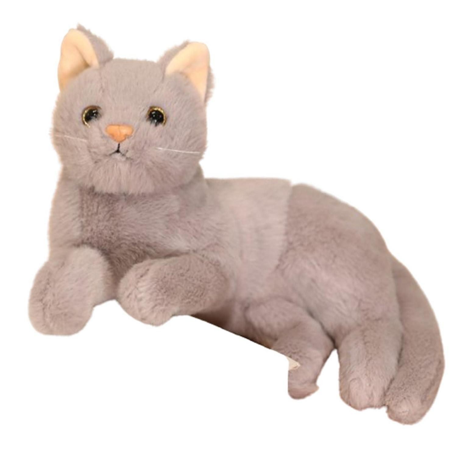 LuxusKollektion Kuscheltier Kuscheltier Katze Lebensecht Kurzhaar Simulation Plüschtier 36cm Grau