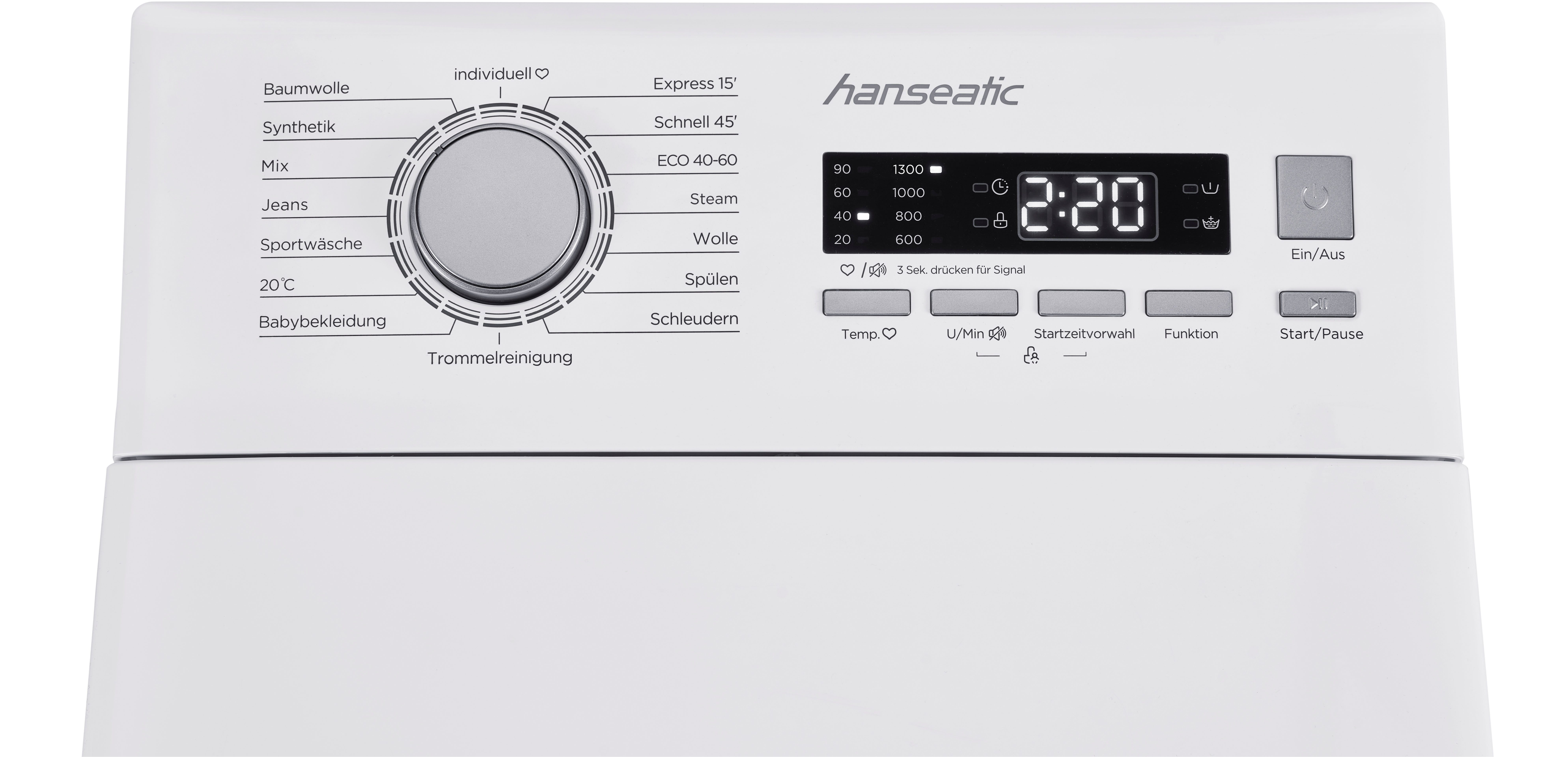 Hanseatic Waschmaschine Toplader HTW8013A, 8 kg, 1300 U/min, inkl. 3 Jahre Herstellergarantie – Bild 4 von 5