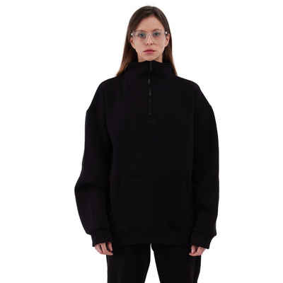 COFI Casuals Sweater Zipper Damen Sweater Cotton Sweatshirt halbem Reißverschluss