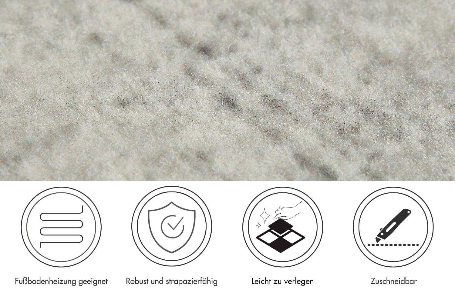 Teppichfliese Paris Nadelfilz, 4 cm, selbstklebend, Höhe: qm) mm, beige/grau 25 robust & strapazierfähig, (4 40x40 Andiamo, quadratisch, Stück