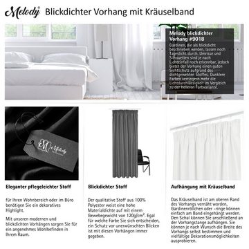 Vorhang Gardine Curtain Blickdicht Sichtschutz Dekoschal, Melody, Kräuselband (1 St), blickdicht, Store, Blickdicht, abdunkelnd, Sichtschutz, Einfarbig, Schlafzimmer, Wohnzimmer