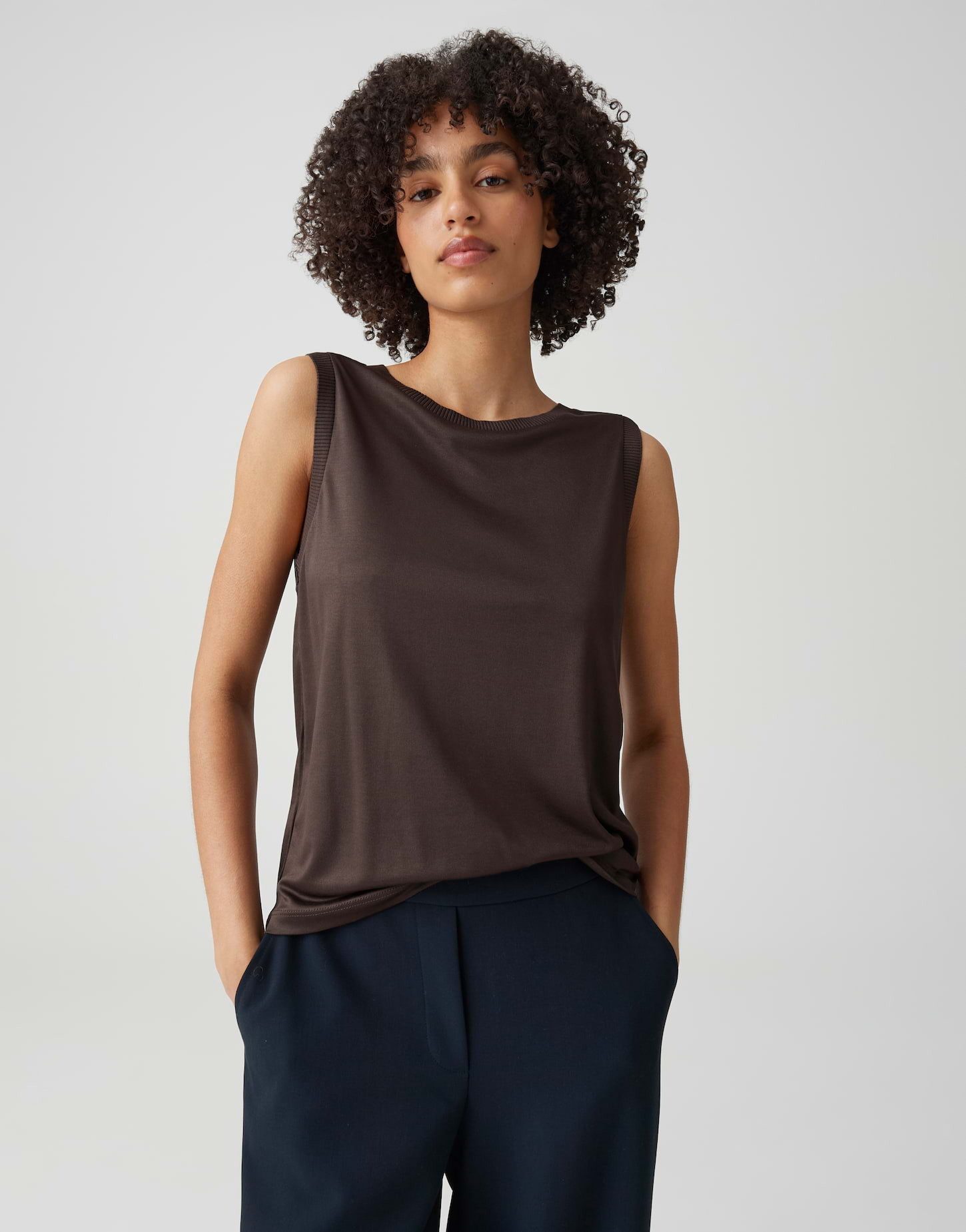 OPUS Shirttop Jerseytop mit schmalen Rippbündchen Elastischer Komfort für Everyday Looks