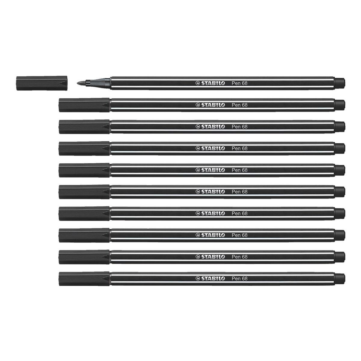 STABILO Filzstift Pen 68, (10-tlg), schwarz