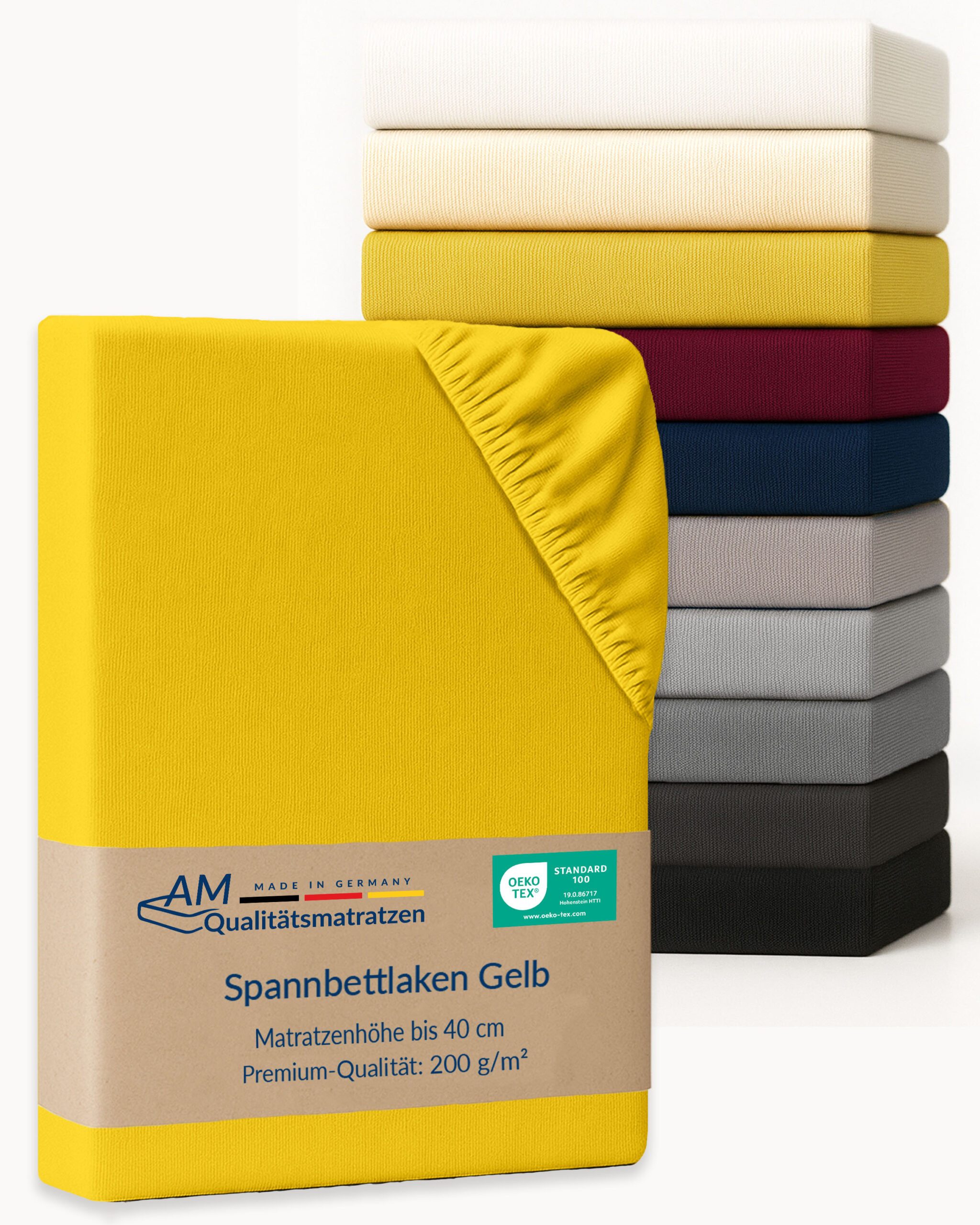 AM Qualitätsmatratzen Spannbettlaken Baumwolle in gelb, günstig online kaufen