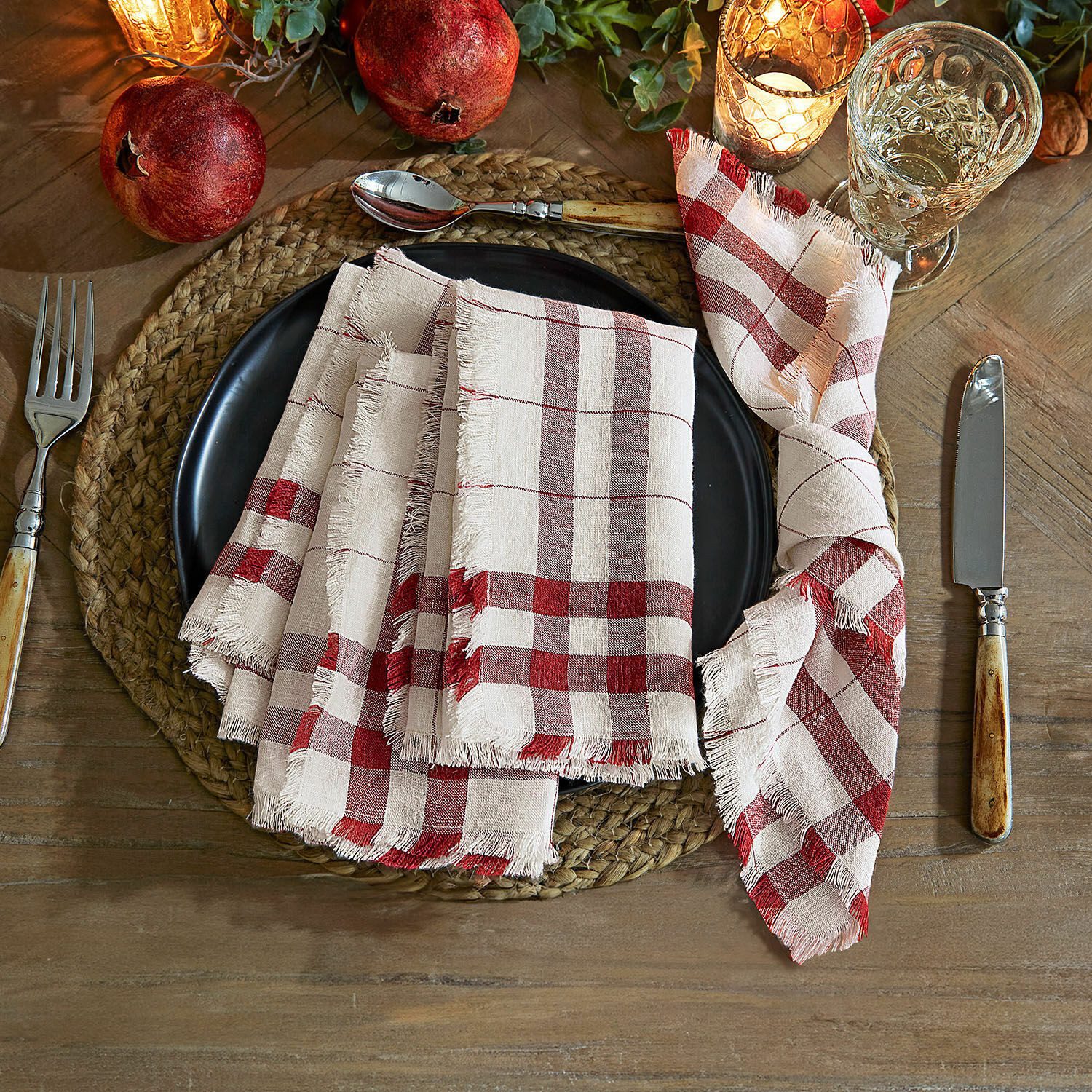 Mirabeau Stoffserviette Serviette 4er Set Zarella creme/rot