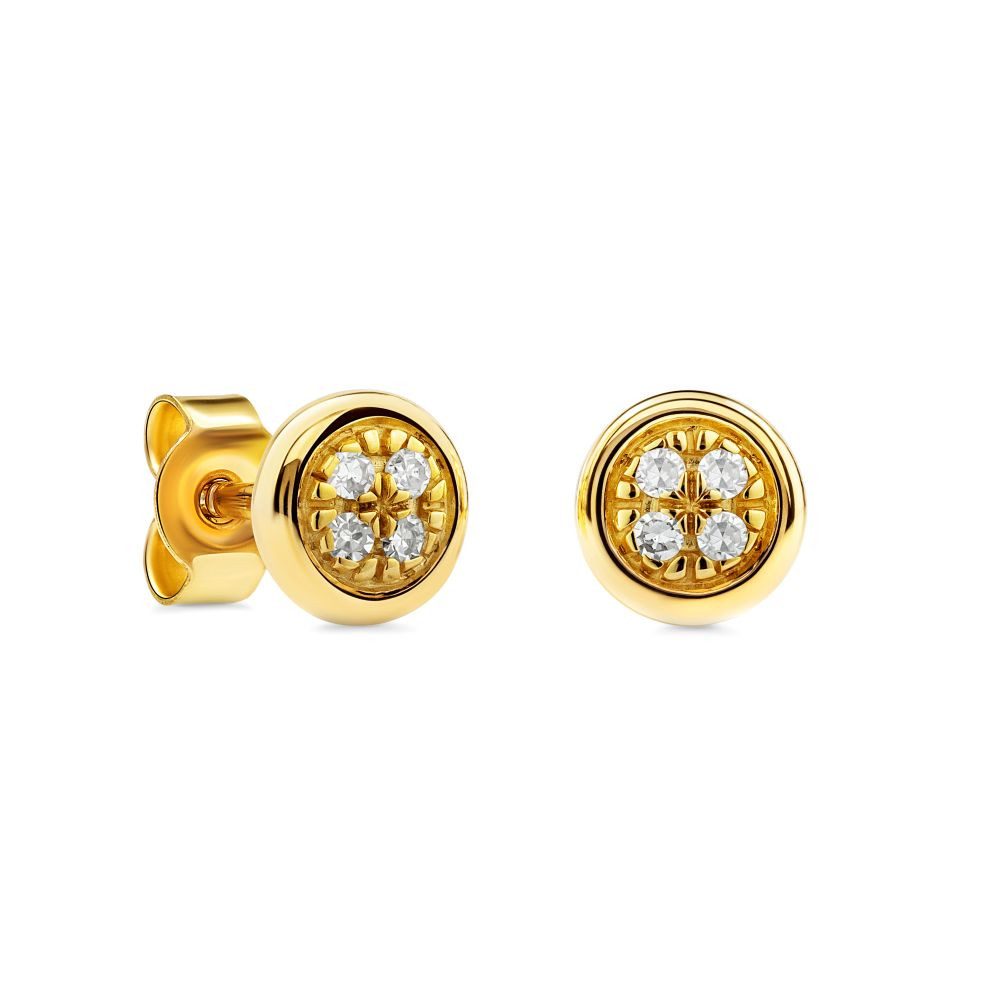 Miore Paar Ohrstecker SA9003YE - aus Gelbgold, 9 Karat 375 Gold 8 Diamanten 0,03 Ct, Damen Ohrringe mit 4,5 mm Durchmesser