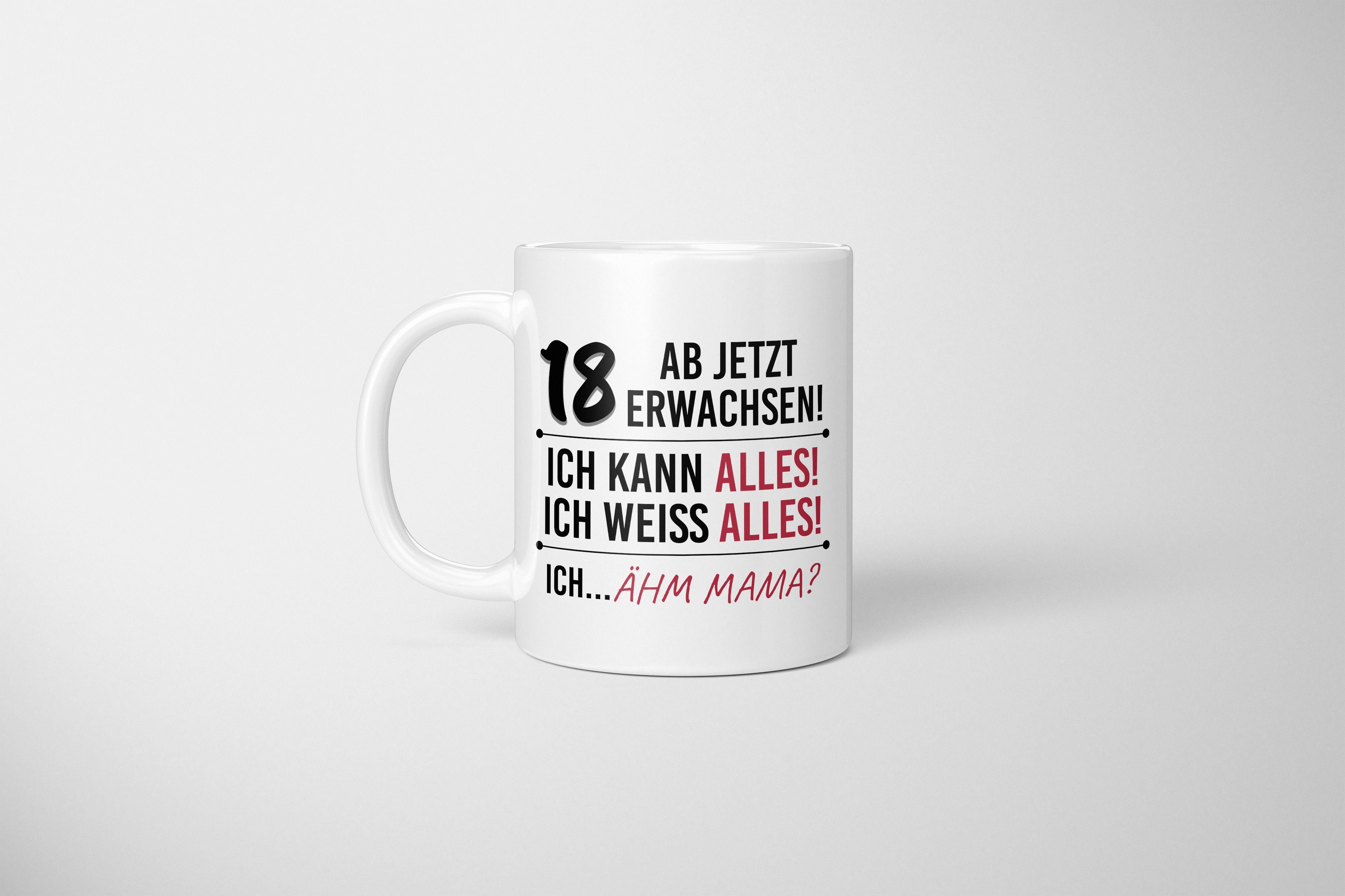 TassenTicker Tasse zum Weiss Ab jetzt Geburtstag Geschenk 18 TassenTicker - erwachsen! -