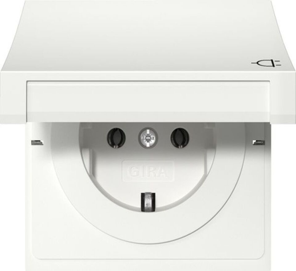 GIRA Schalter GIRA 4454112 SCHUKO-Steckdose Klappdeckel Flächenschalter Reinweiß gl.