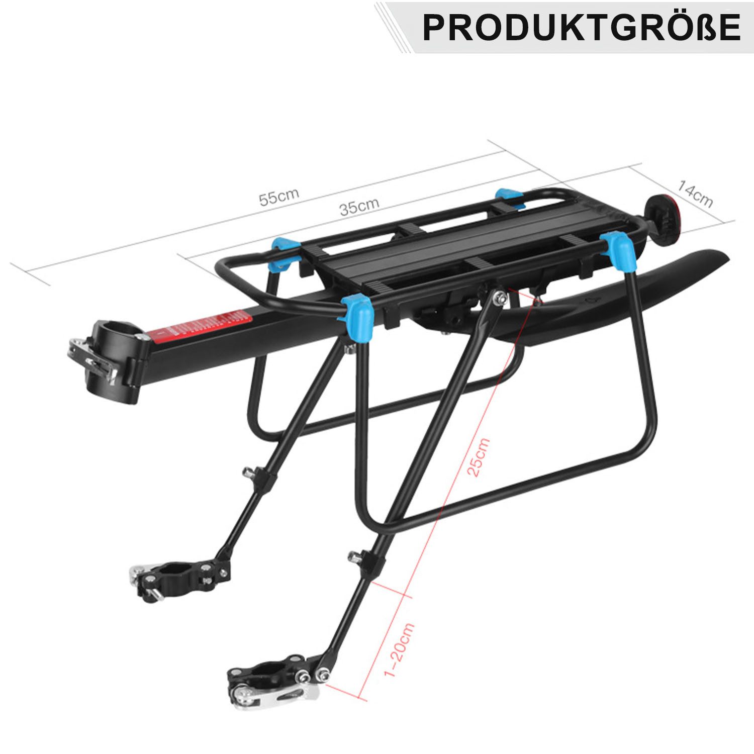 HEYHIPPO Heckfahrradträger Mountainbike gepäck rack fahrrad hinten sitz verdickt rack mit fender, (55×14cm Fahrradteile, Universelle Gepäckträgerhalterung für Rucksäcke mit Reflektoren), Schnellspanner Fahrrad-Heckträger aus Aluminiumlegierung, Metallregal