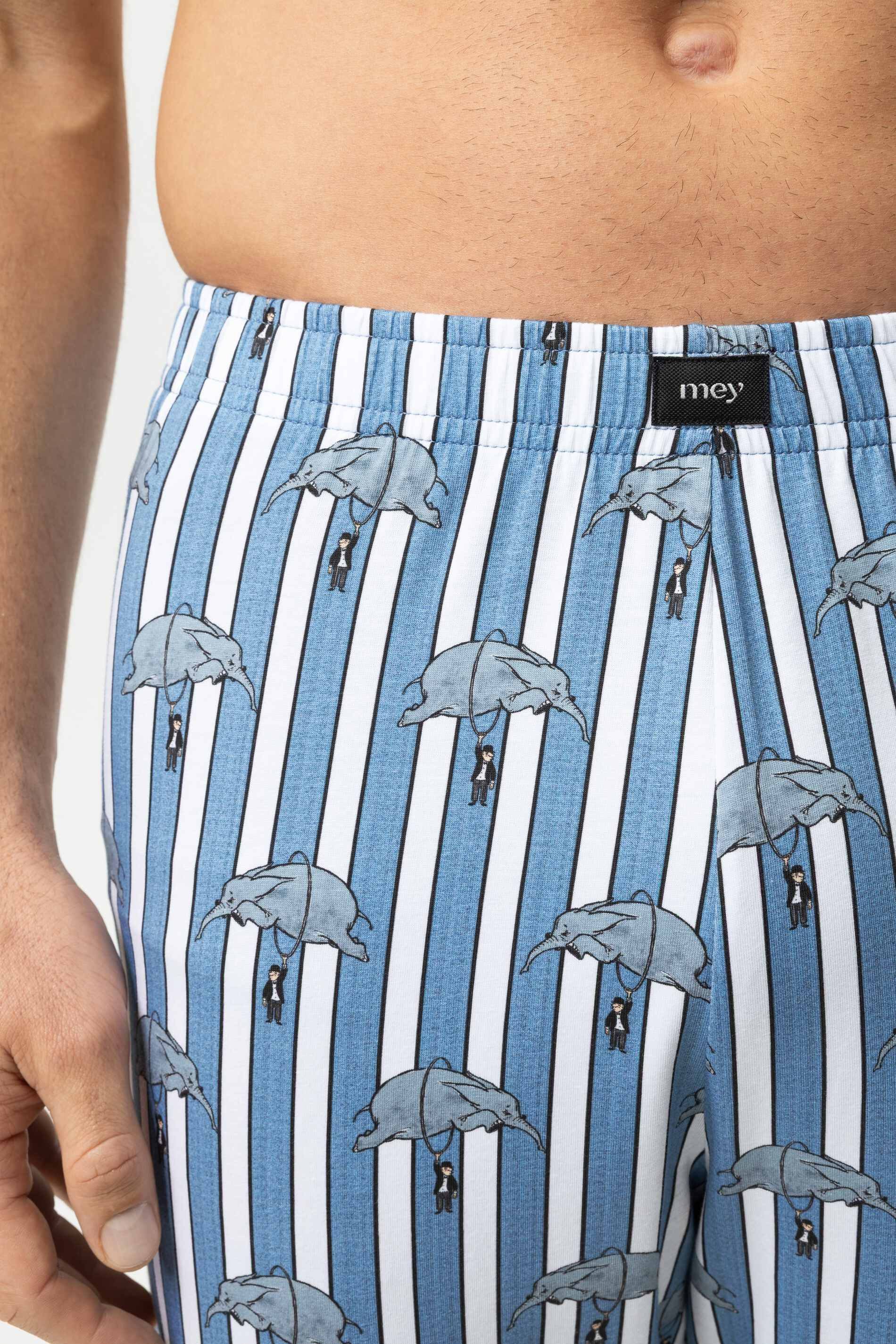 Mey Schlafhose Mey Hose lang Serie mey x LORIOT Gestreift Hose (1-tlg) Limited Edition mit ikonischen LORIOT-Prints