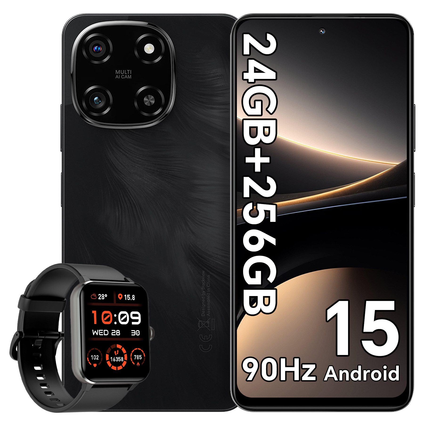 blackview Color 6 incl. R50 Smartphone (256 GB Speicherplatz, 50 MP Kamera, Helio G81, 50MP, Android 15, DokeOS 4.1, Doke AI)